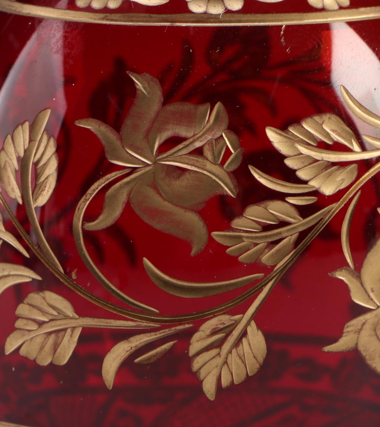 Fabergé Style Enameled Ruby and Cobalt Glass Eggs