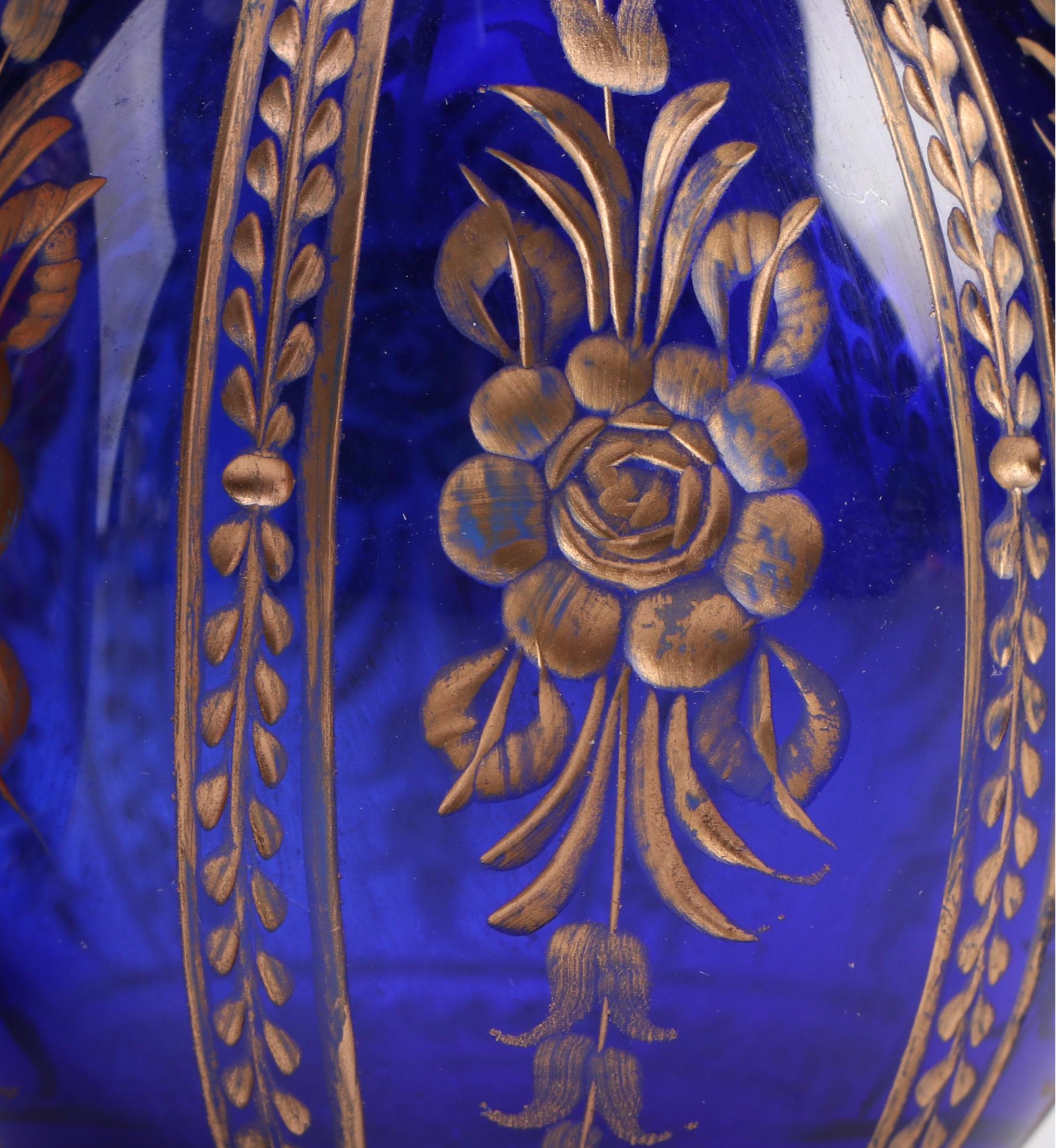 Fabergé Style Enameled Ruby and Cobalt Glass Eggs