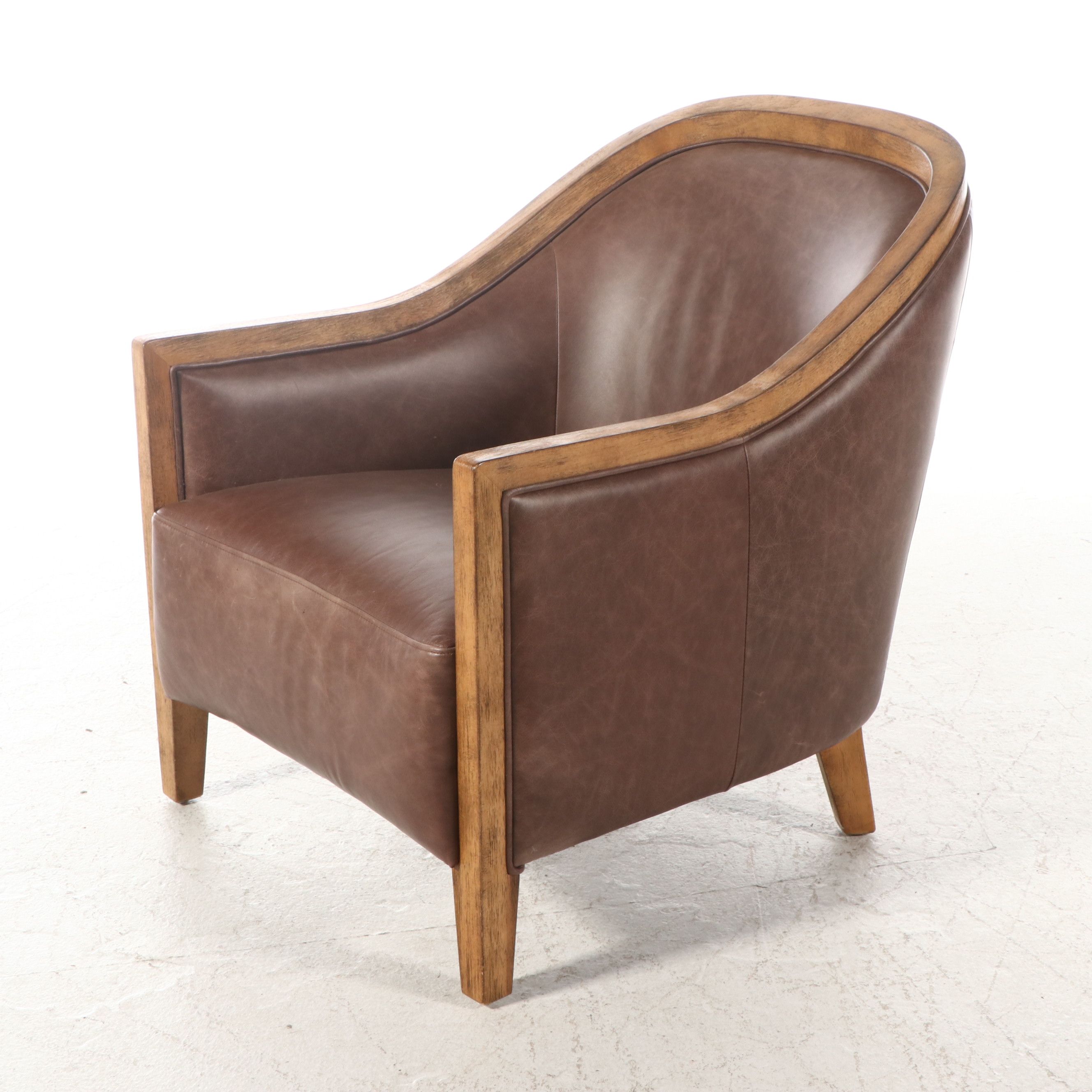 Arhaus Contemporary Leather Upholstered Lounge Chair