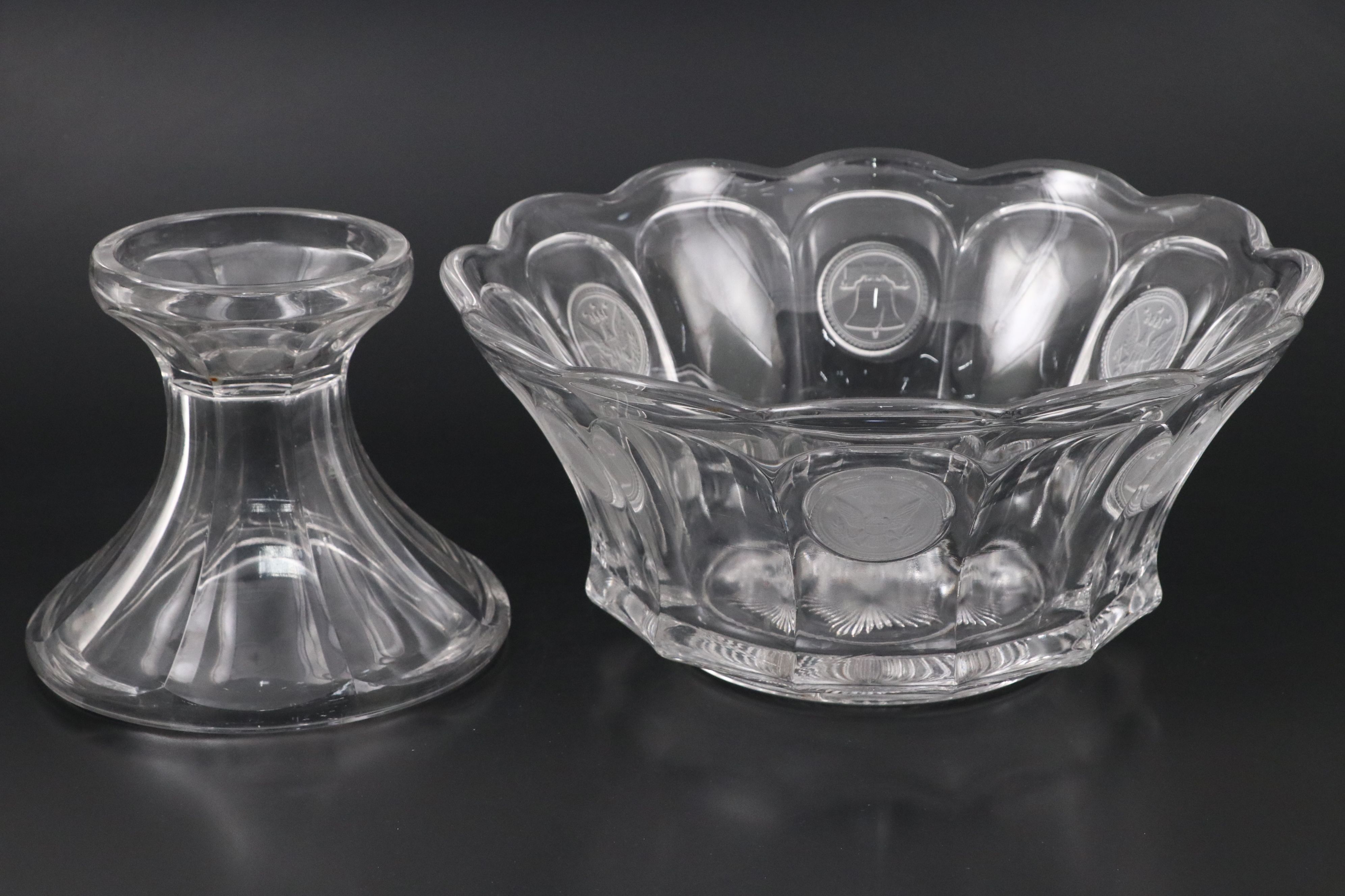 Fostoria "Coin Glass" Footed Punch Bowl with Cups and Serveware, 1958–1981