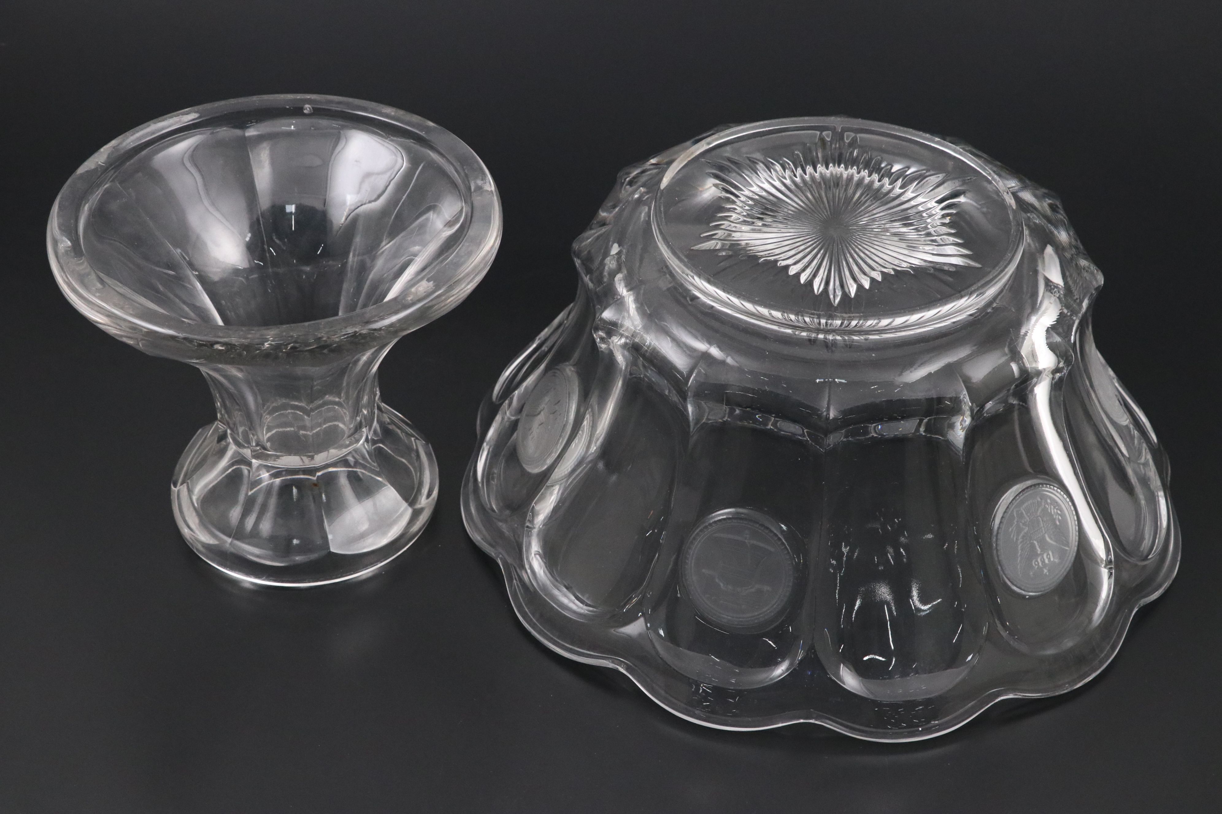 Fostoria "Coin Glass" Footed Punch Bowl with Cups and Serveware, 1958–1981