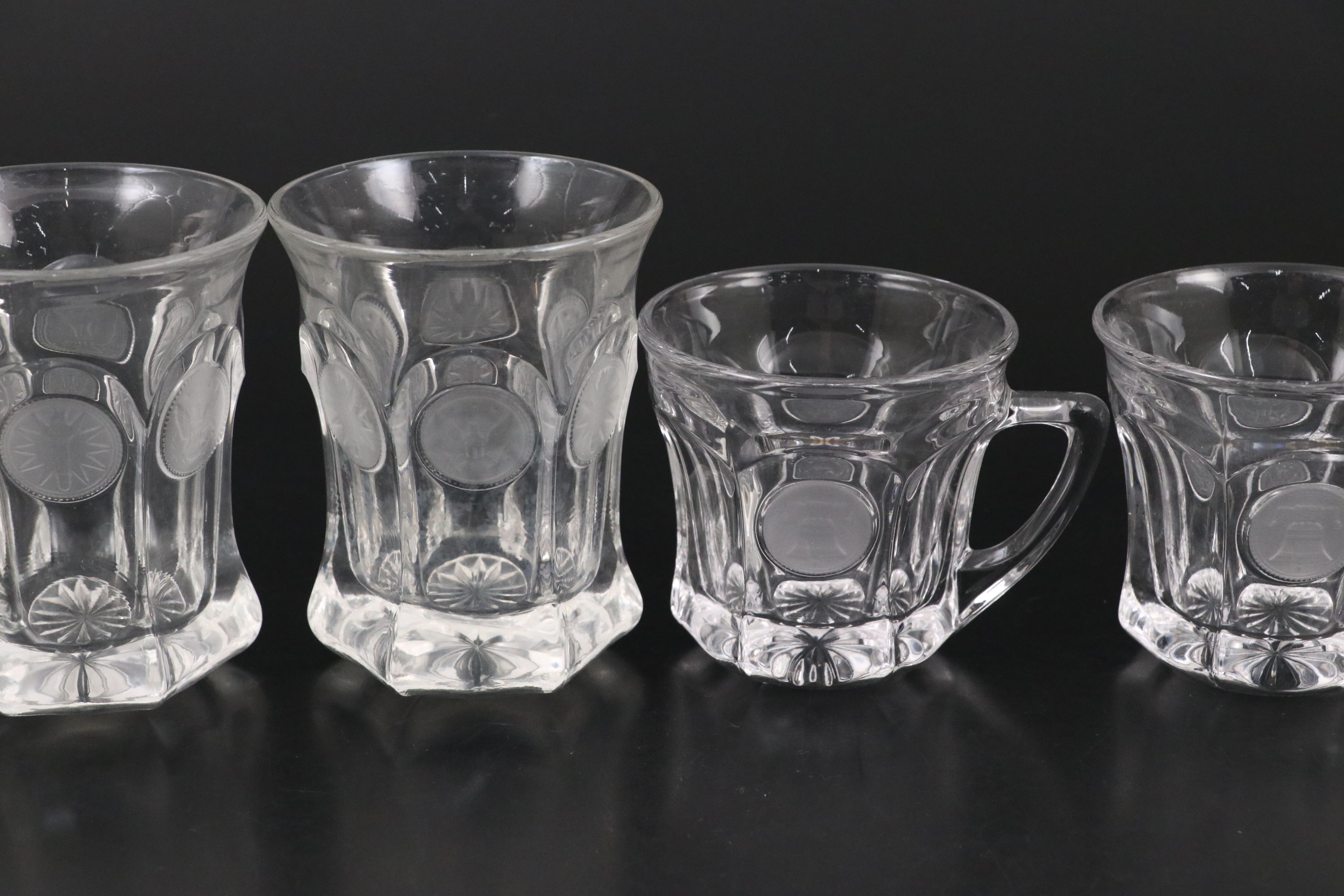 Fostoria "Coin Glass" Footed Punch Bowl with Cups and Serveware, 1958–1981