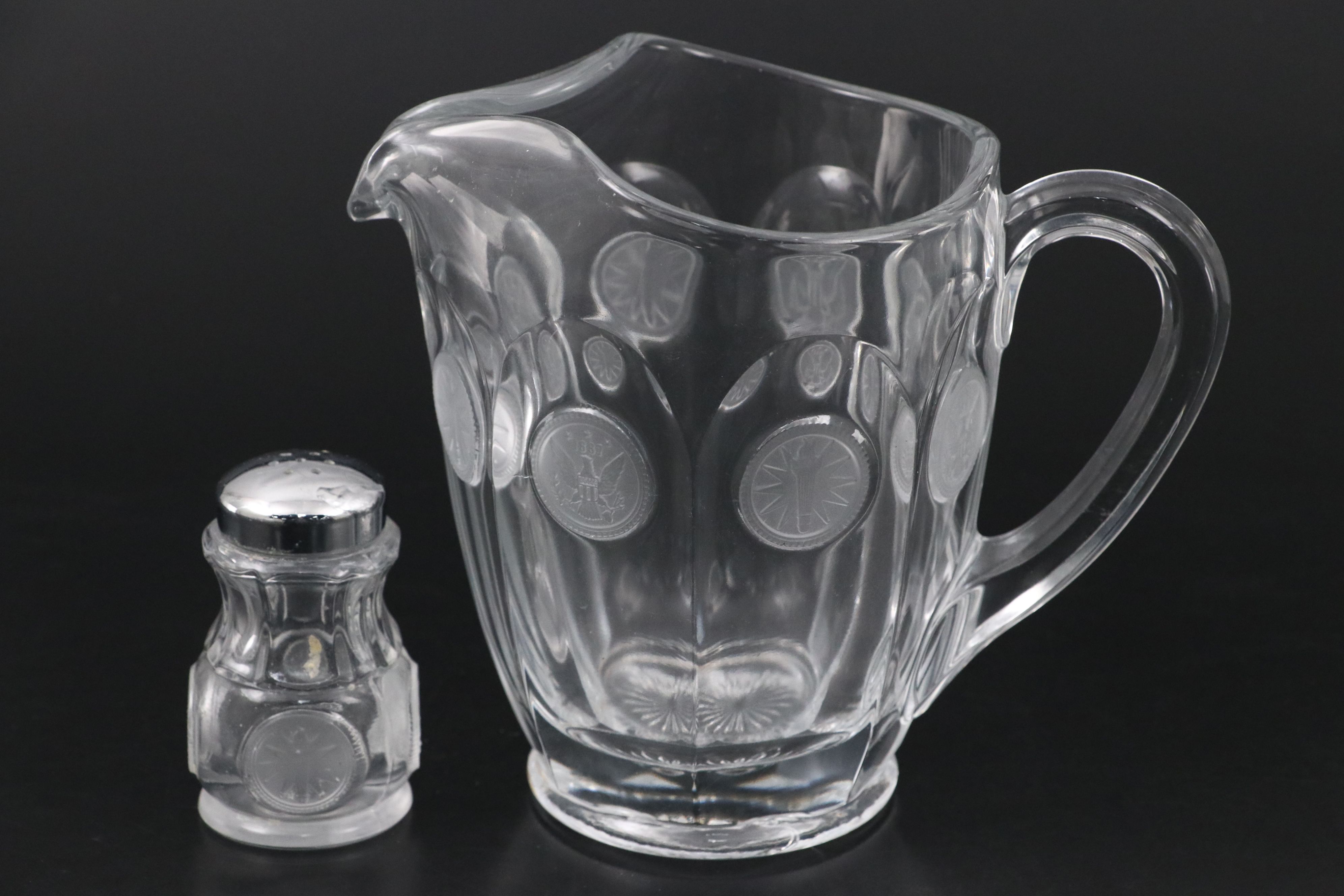 Fostoria "Coin Glass" Footed Punch Bowl with Cups and Serveware, 1958–1981
