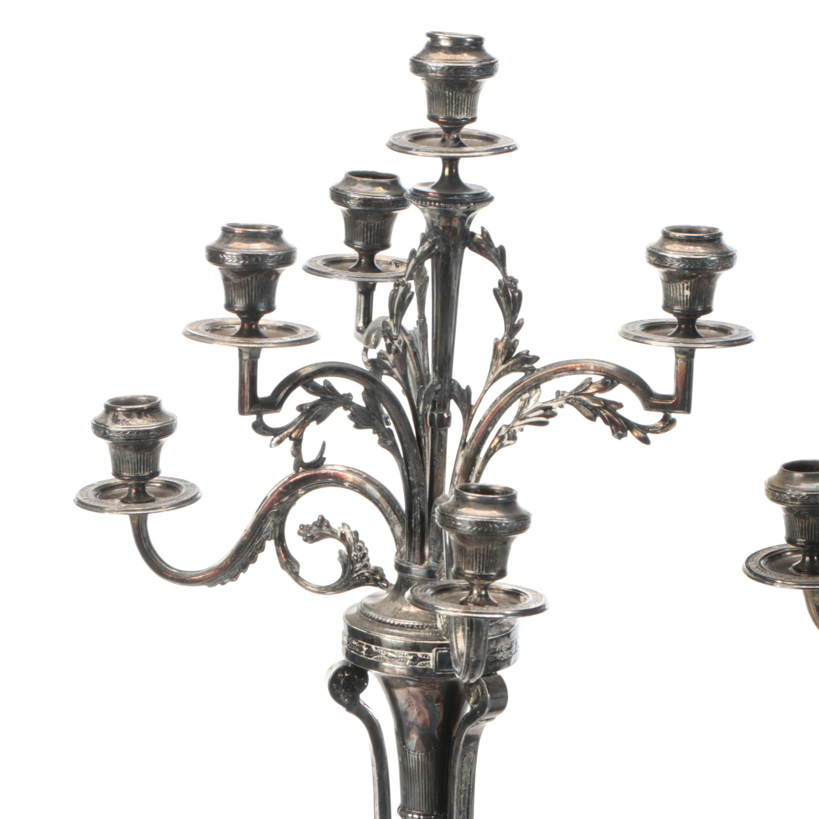 Neoclassical Style Silver Plate Candelabra
