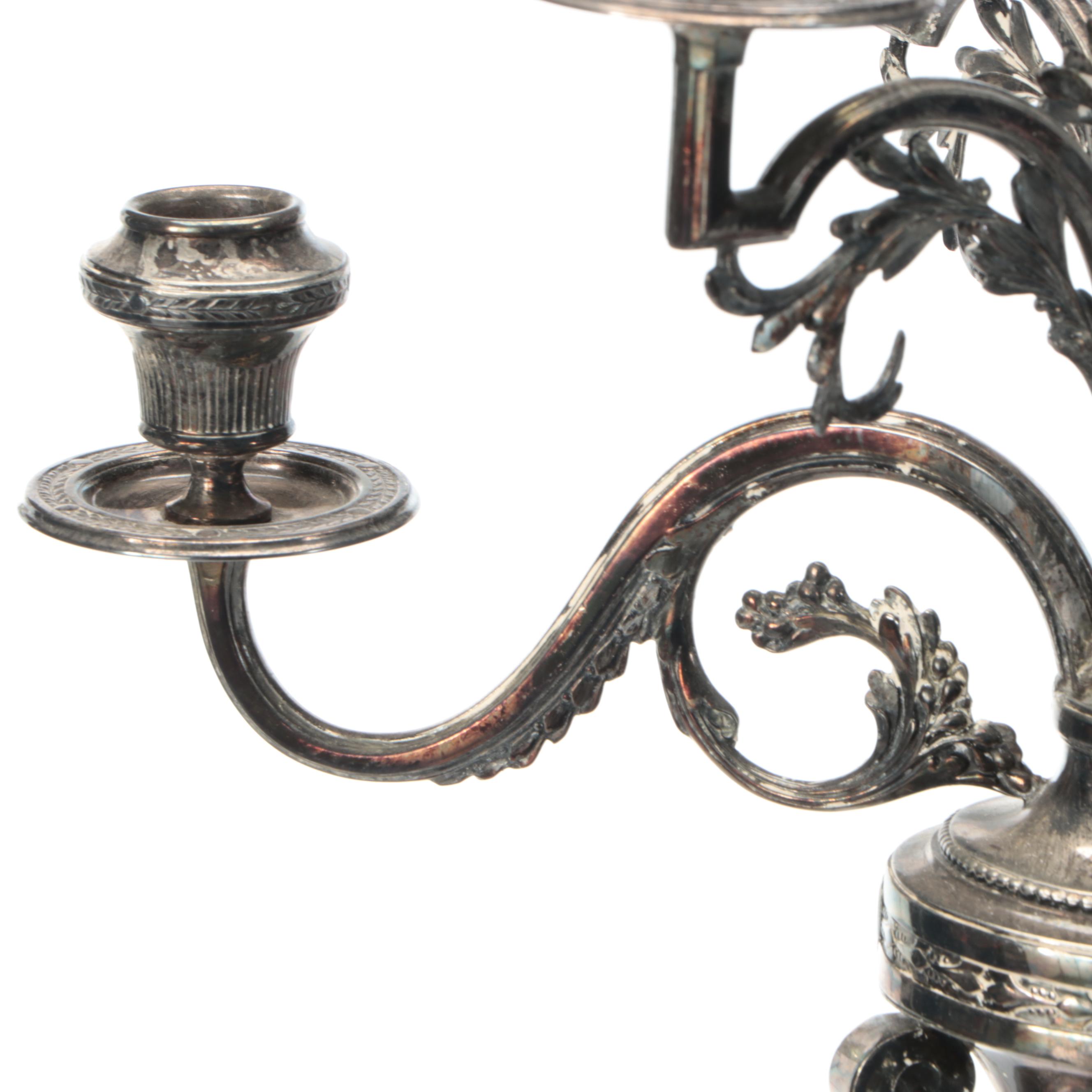 Neoclassical Style Silver Plate Candelabra