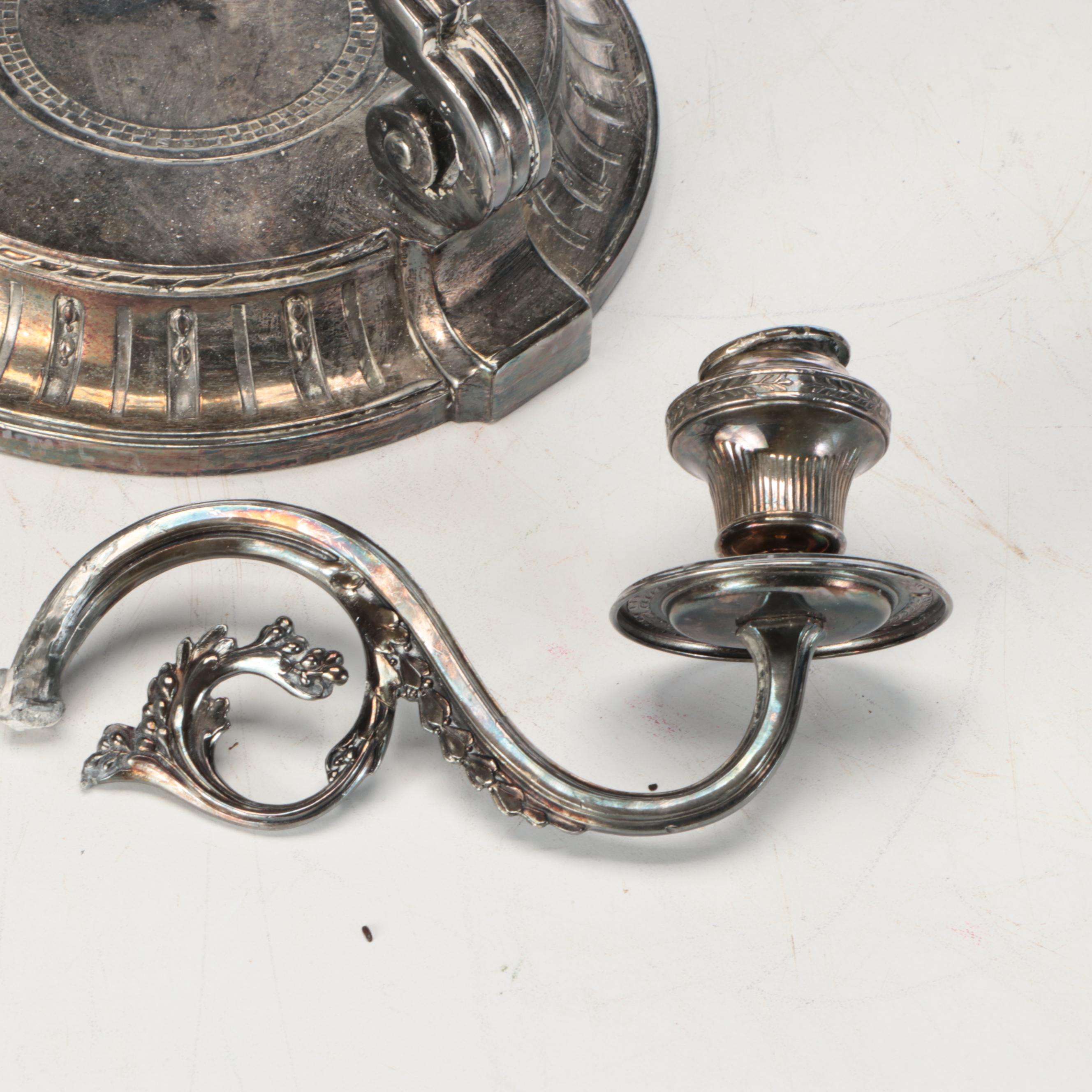 Neoclassical Style Silver Plate Candelabra