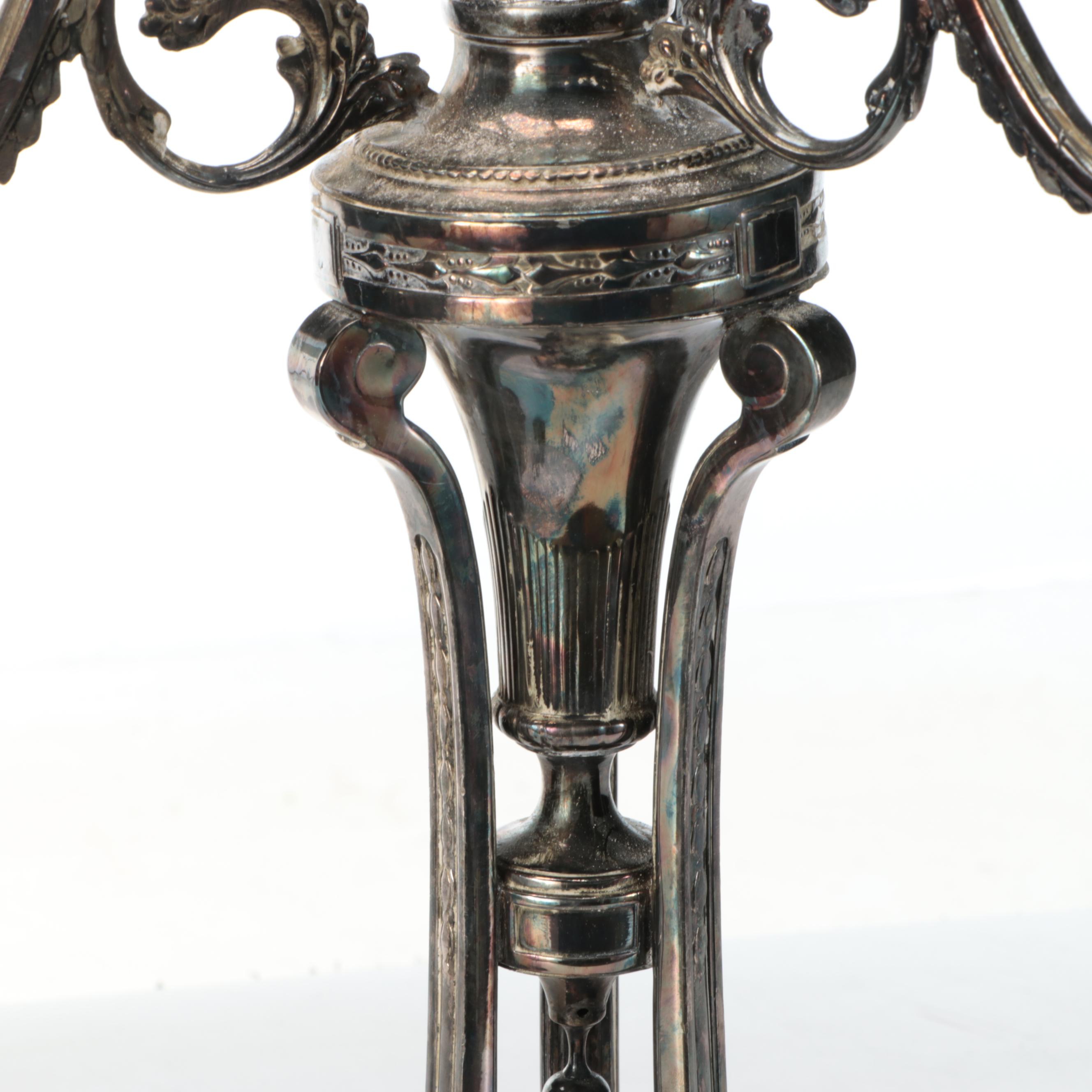 Neoclassical Style Silver Plate Candelabra