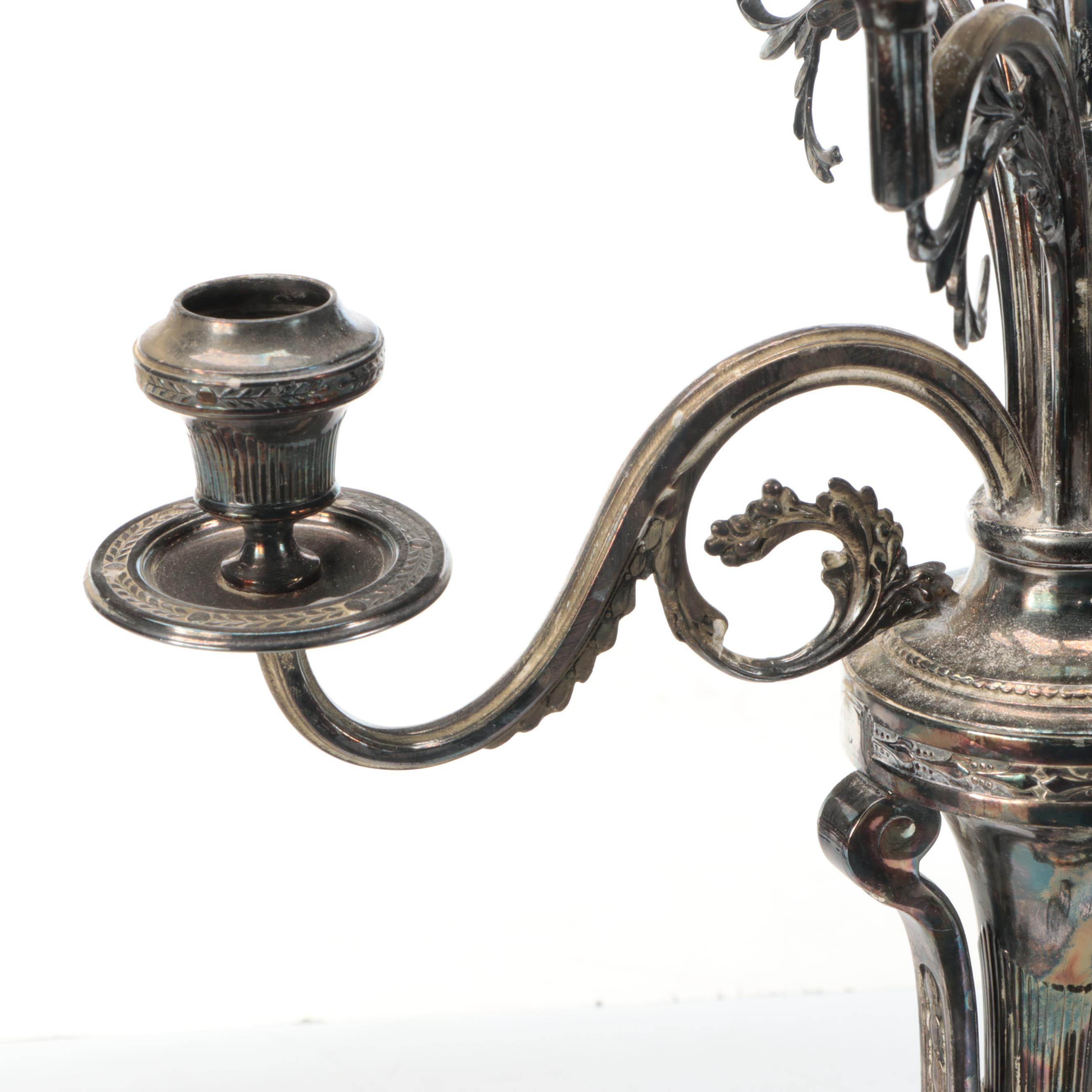 Neoclassical Style Silver Plate Candelabra