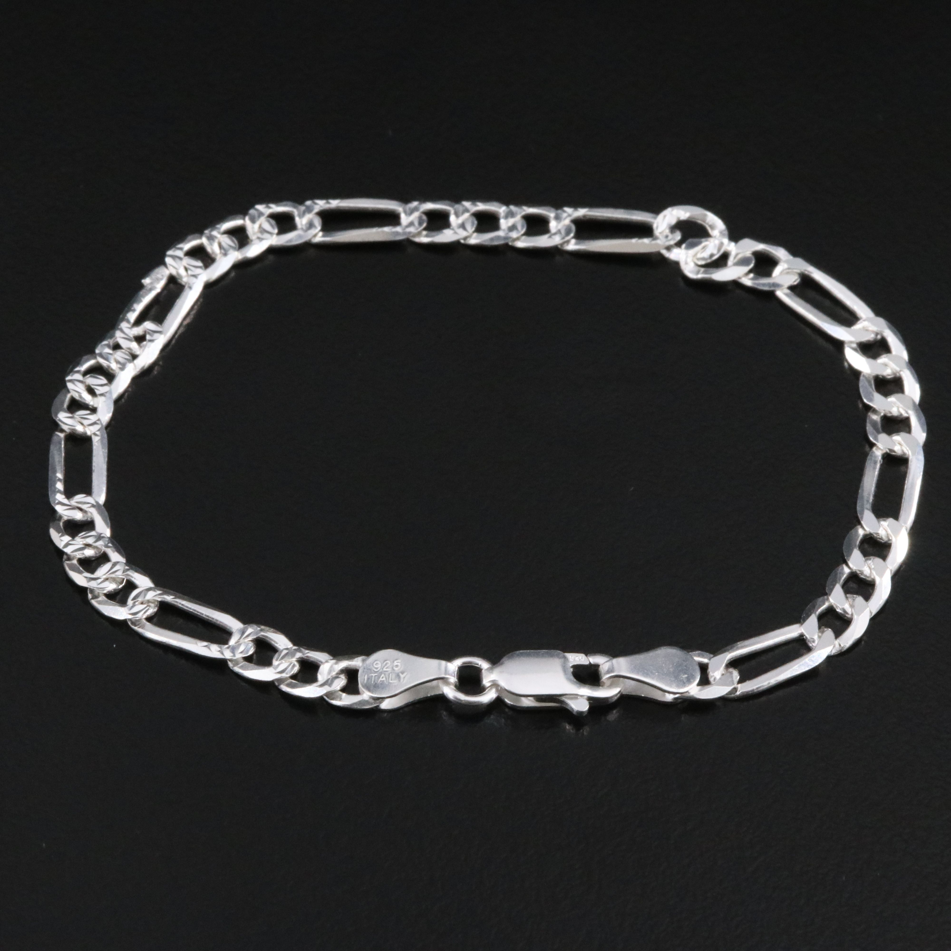 Sterling Figaro Chain Bracelet
