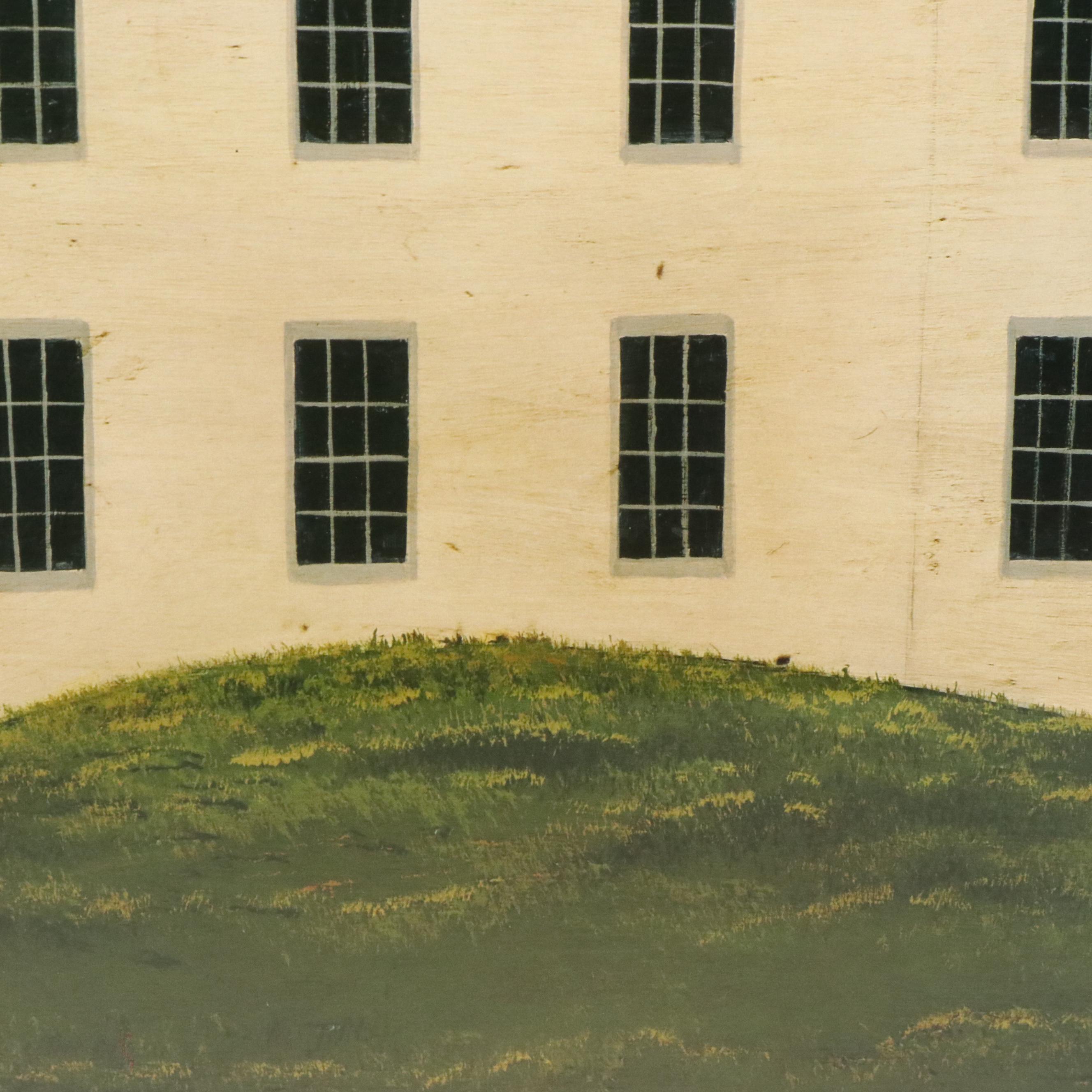 After Warren Kimble Folk Art Offset Lithograph "House with Flag"