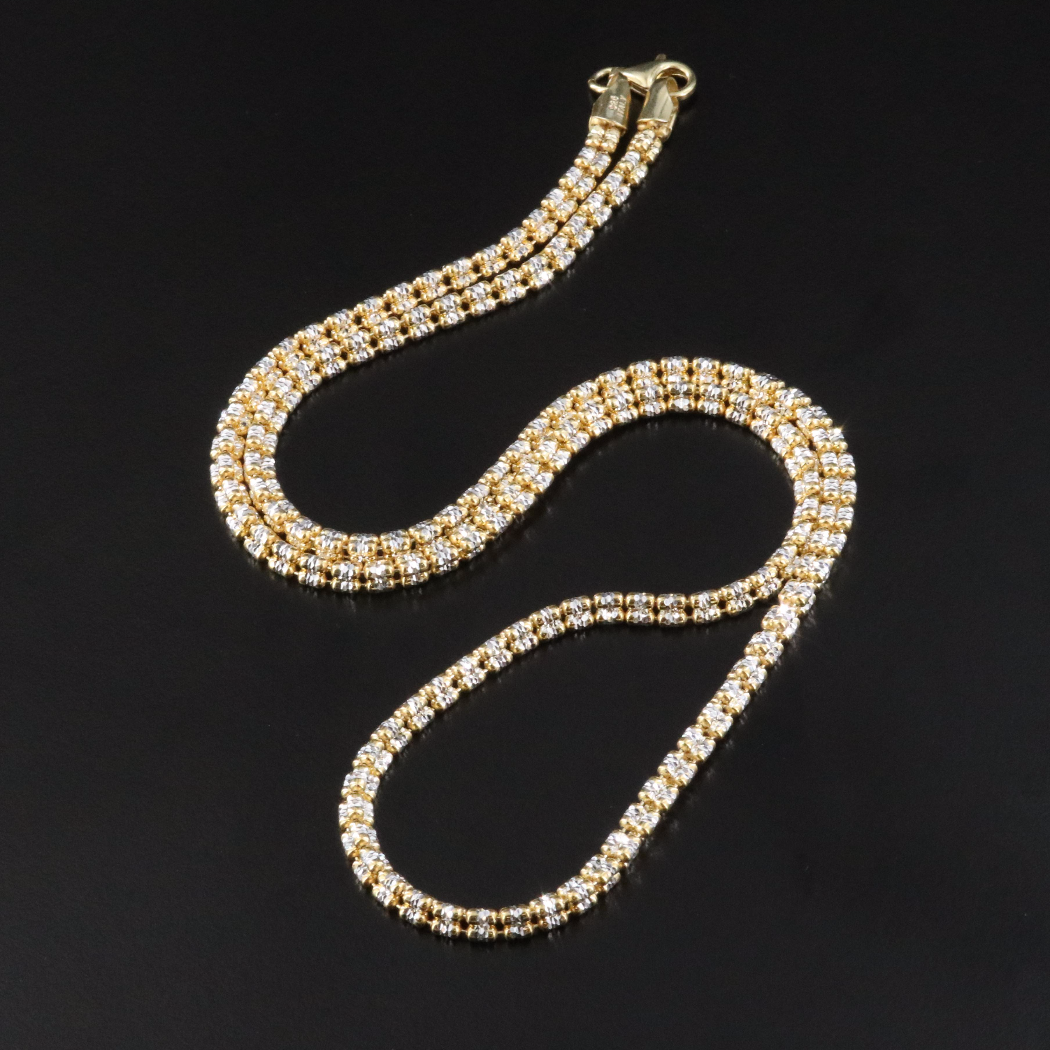 Sterling Two-Tone Fancy Link Necklace