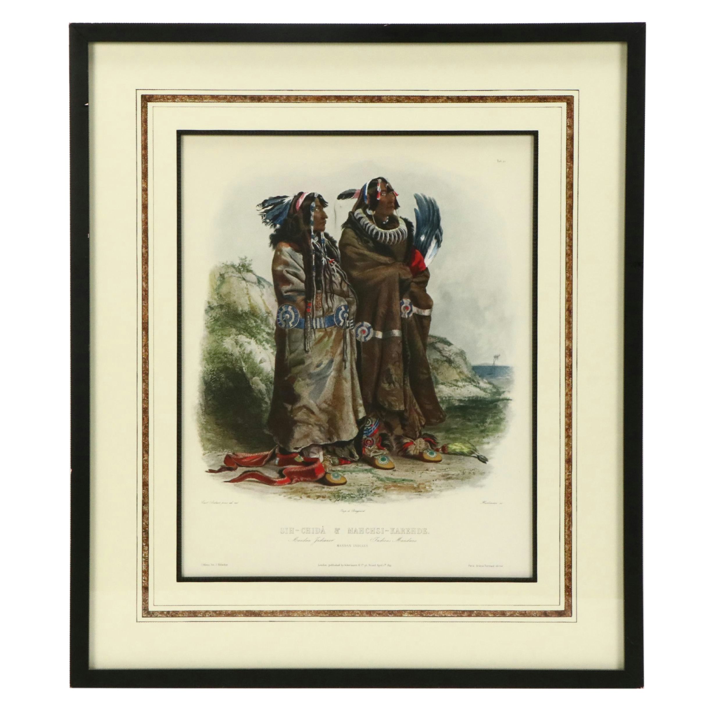 After Karl Bodmer Lithograph "Mandan Indians"