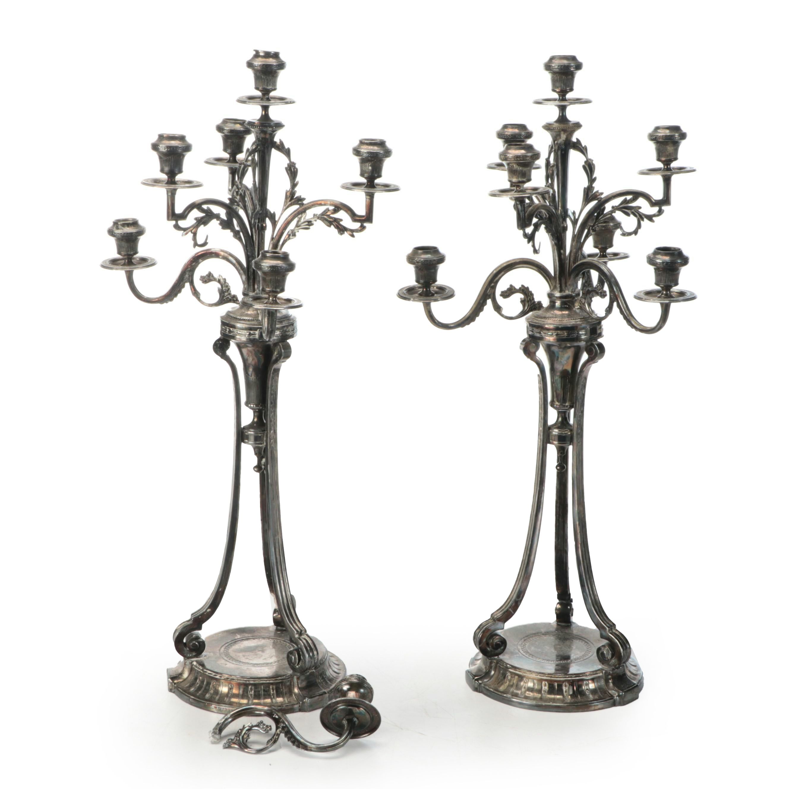 Neoclassical Style Silver Plate Candelabra