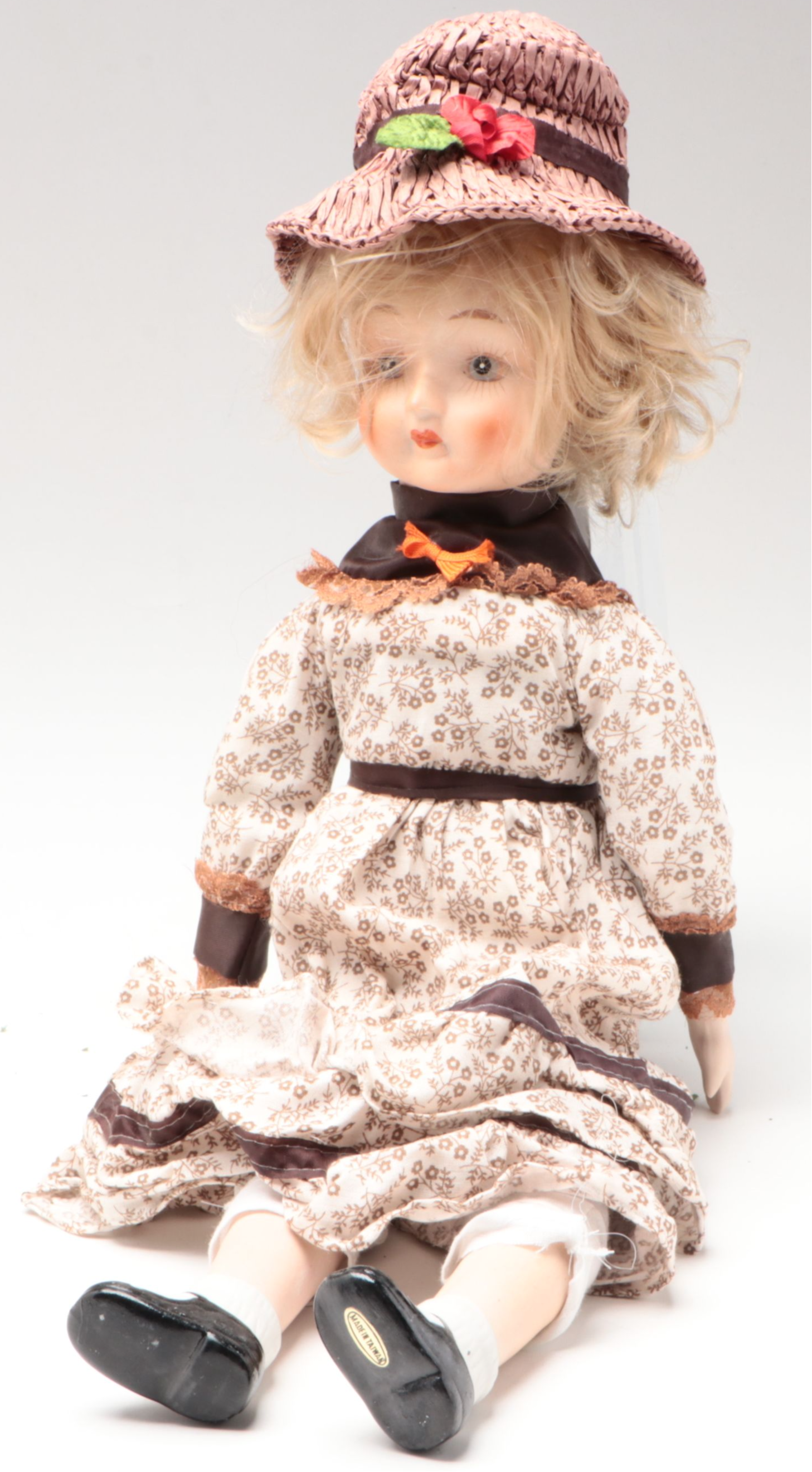 Porcelain and Fabric Dolls with Fabric Witch Doll