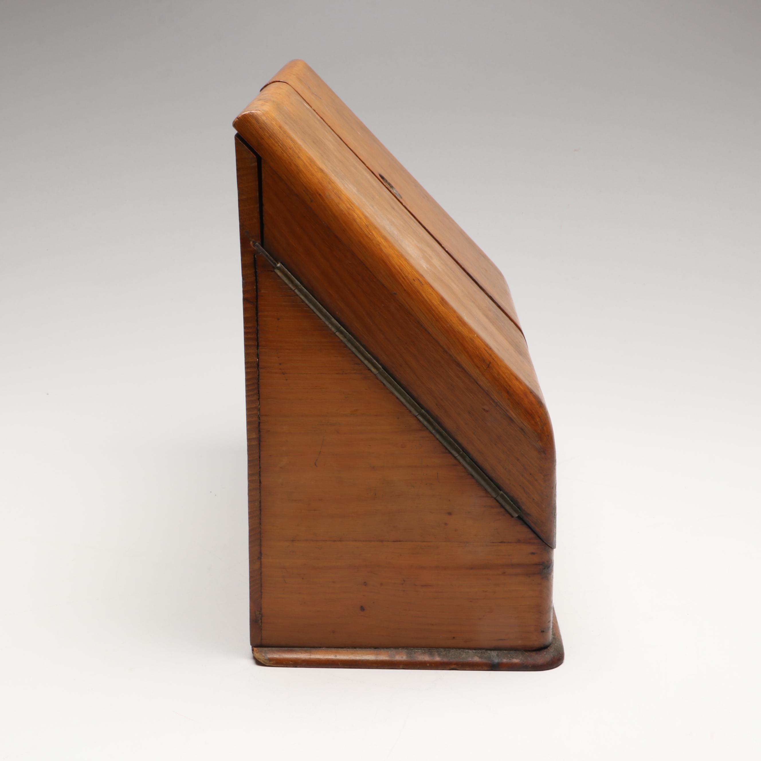 Continental Oak and Brass Antique Stationary Box