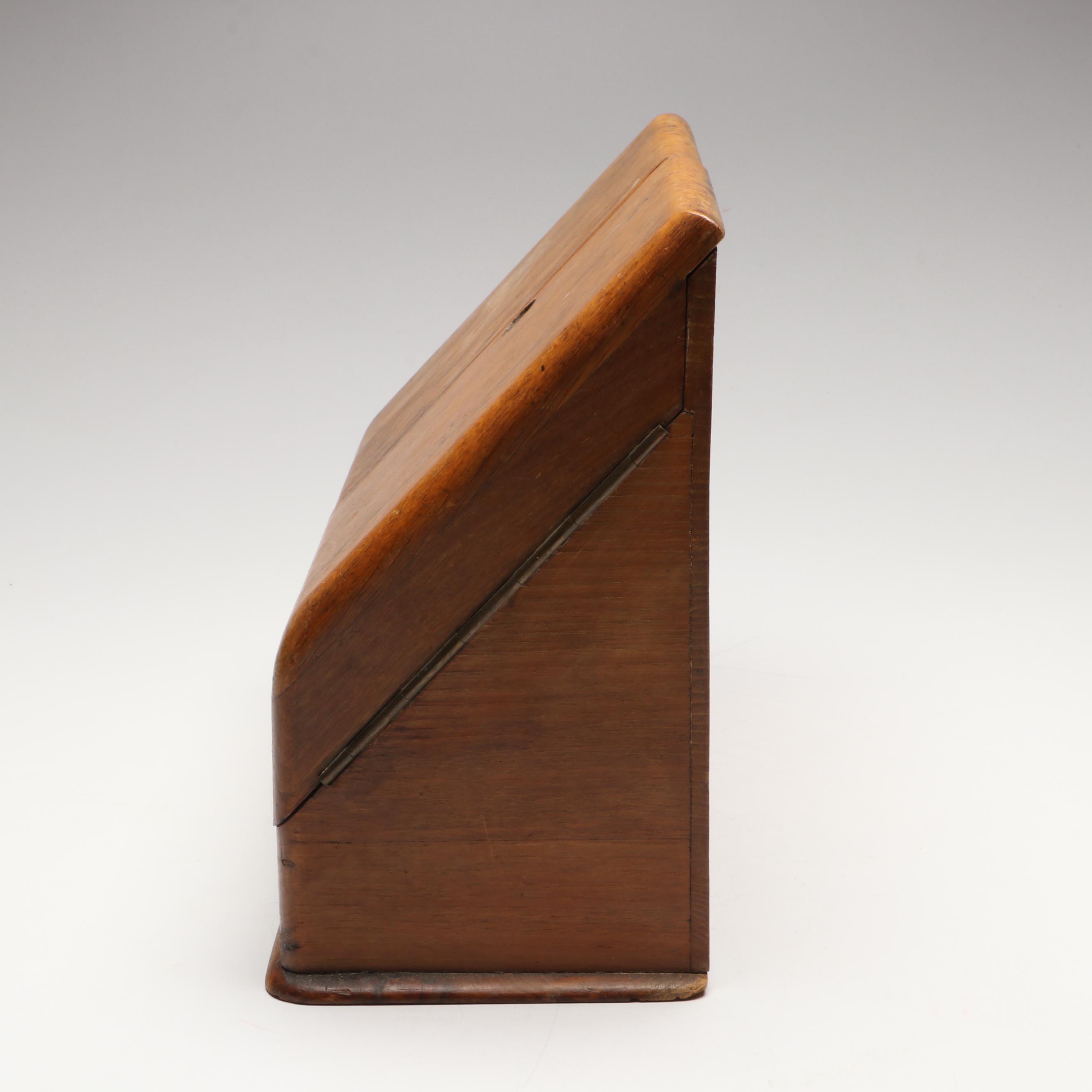 Continental Oak and Brass Antique Stationary Box