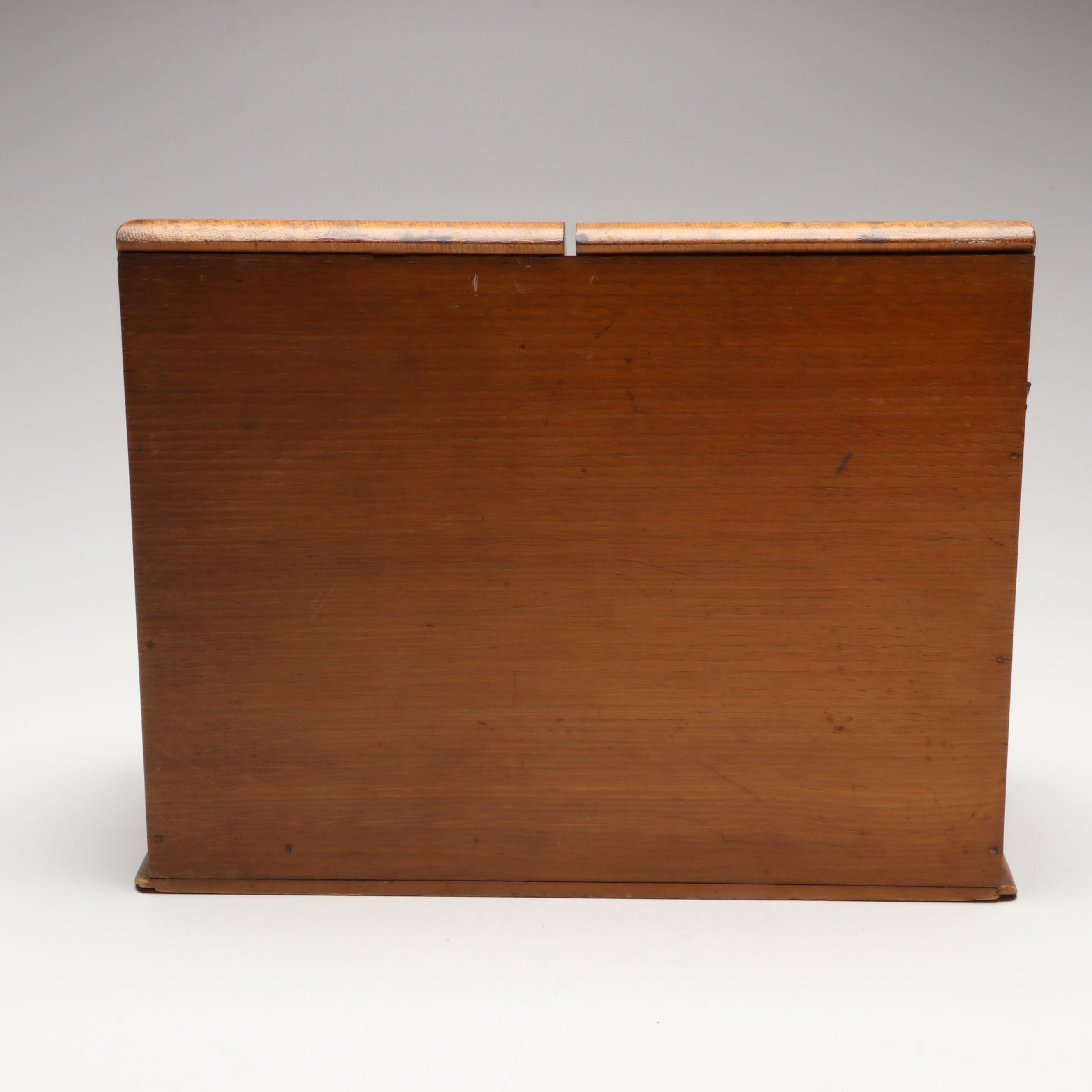 Continental Oak and Brass Antique Stationary Box