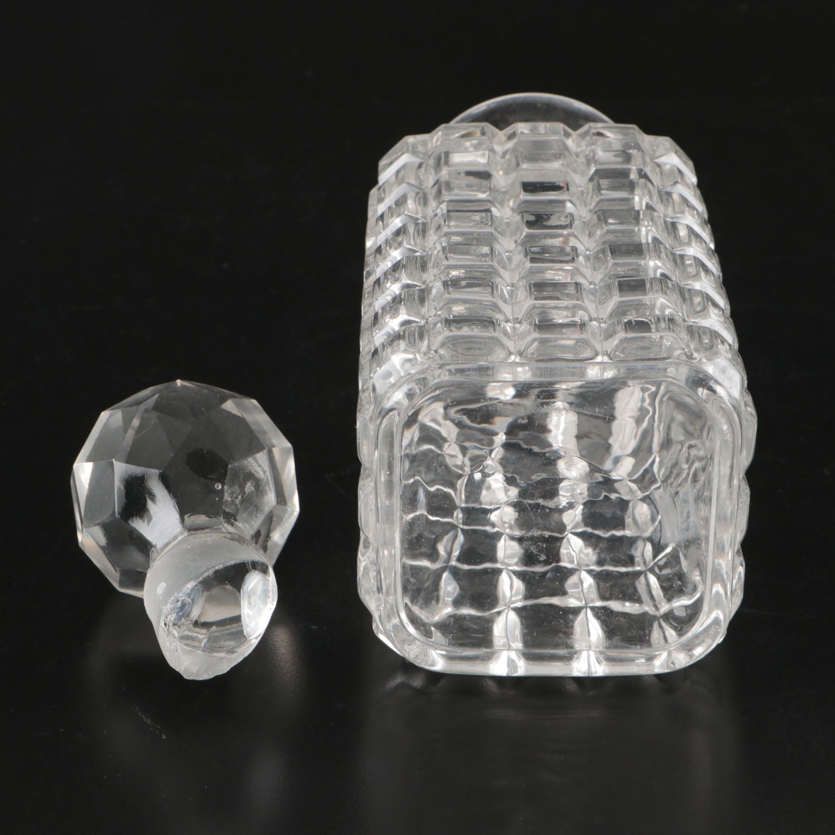 Pair of Faceted Crystal Decanters with Prismatic Glasses