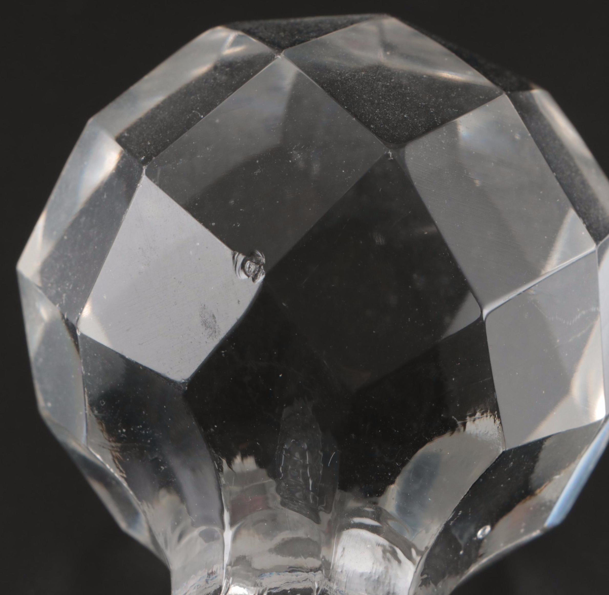 Pair of Faceted Crystal Decanters with Prismatic Glasses