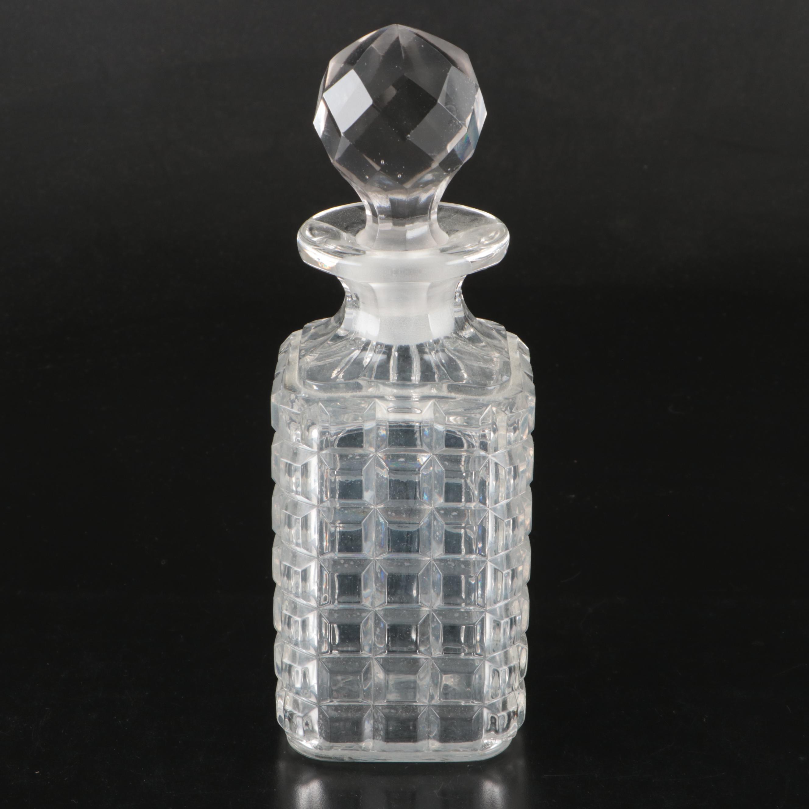 Pair of Faceted Crystal Decanters with Prismatic Glasses