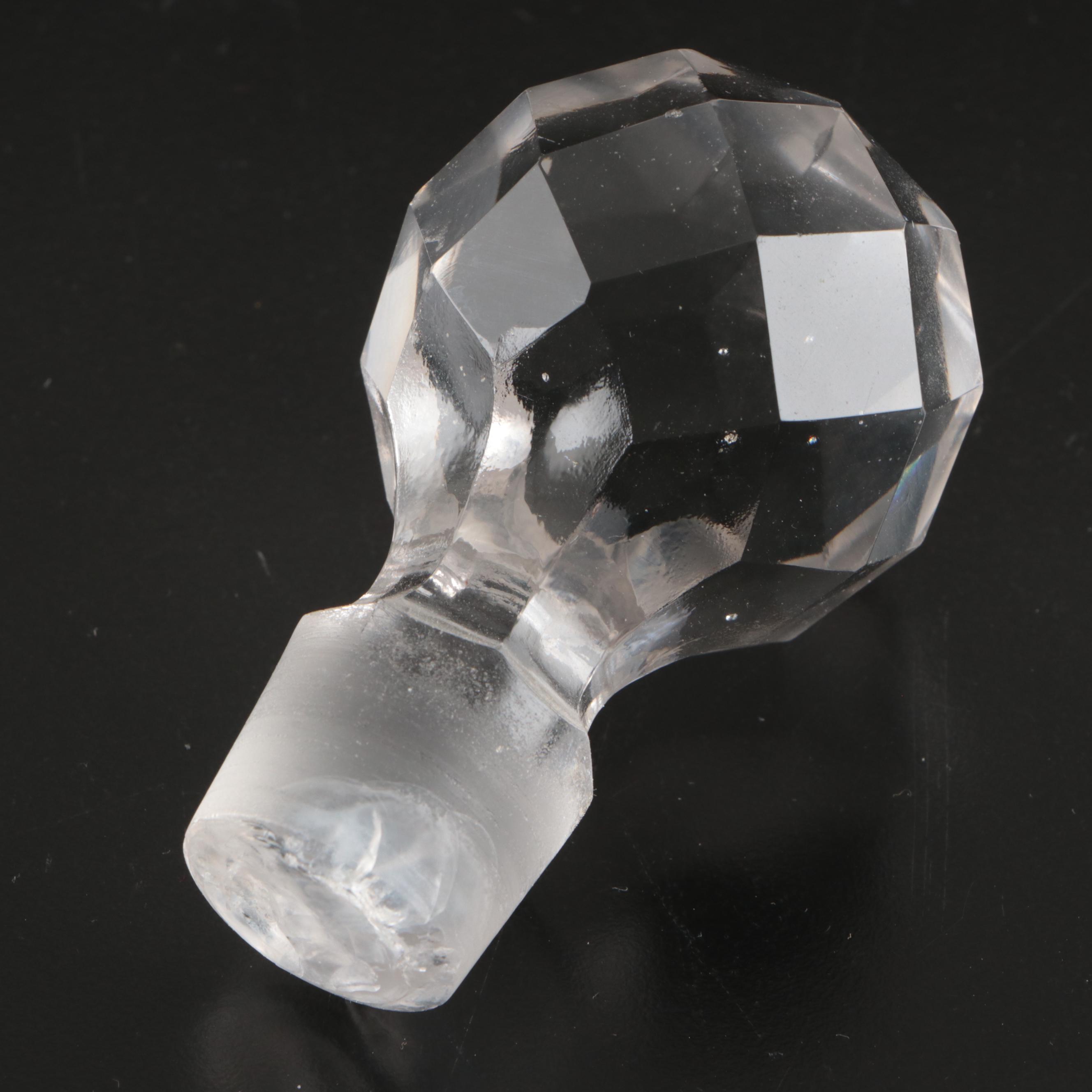 Pair of Faceted Crystal Decanters with Prismatic Glasses