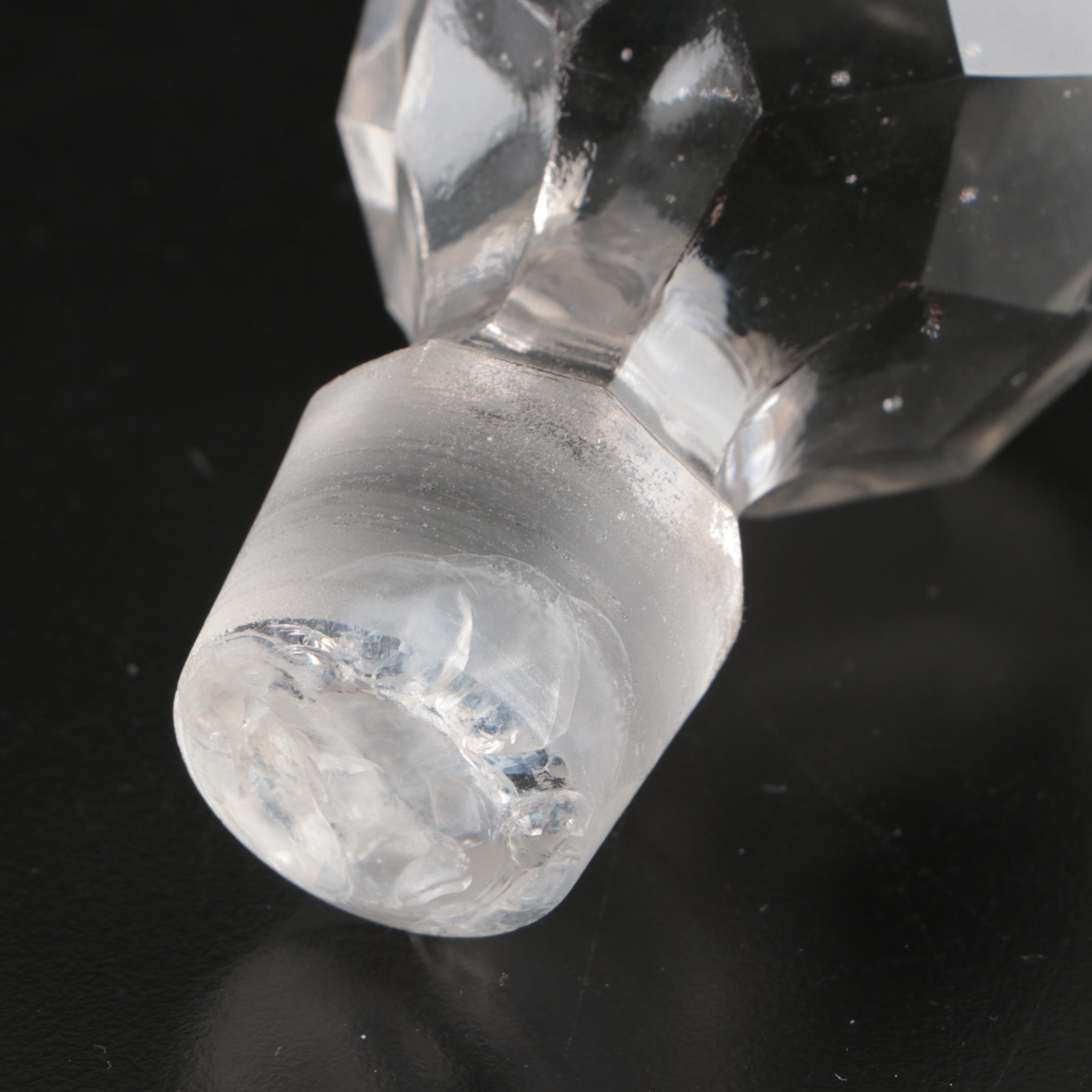 Pair of Faceted Crystal Decanters with Prismatic Glasses