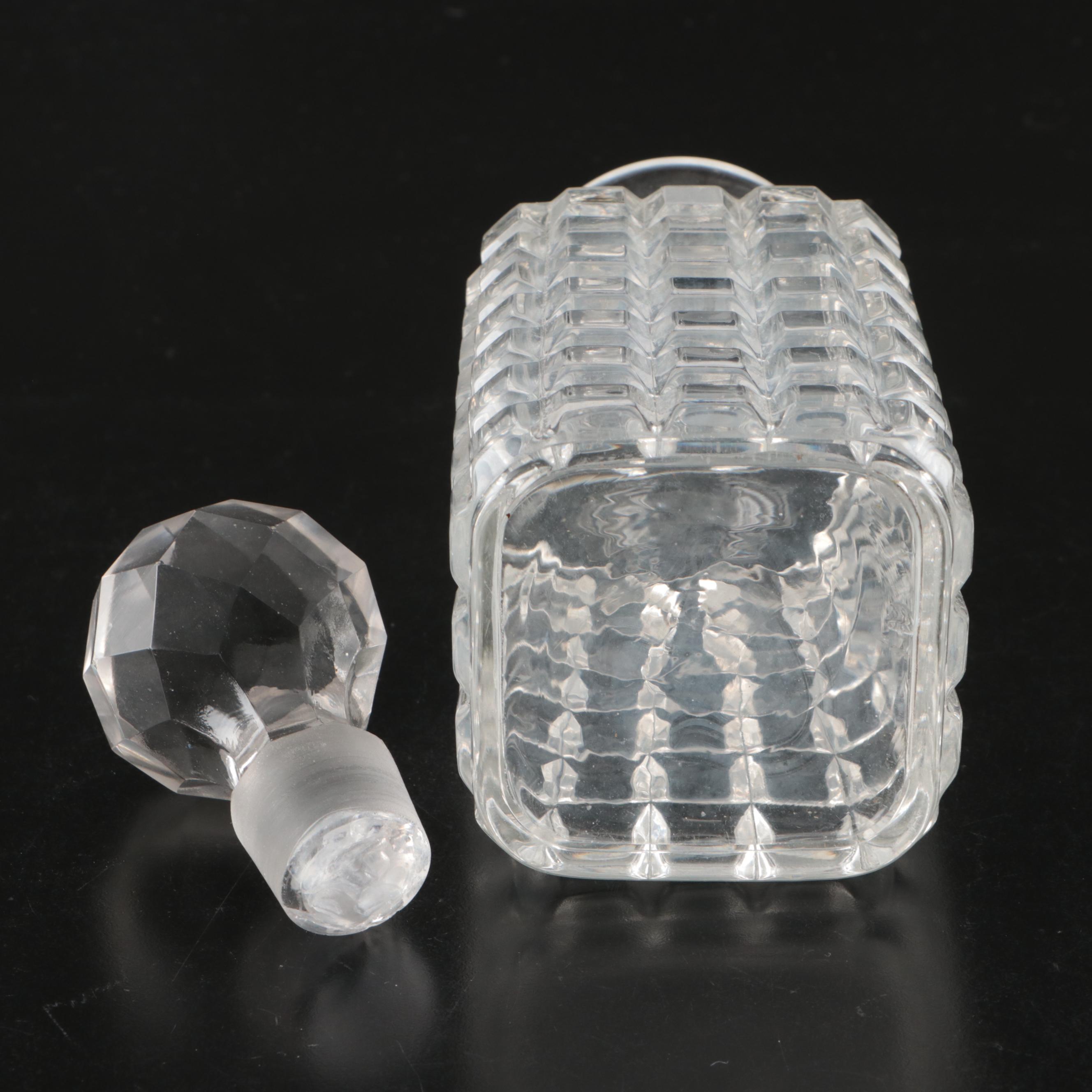 Pair of Faceted Crystal Decanters with Prismatic Glasses