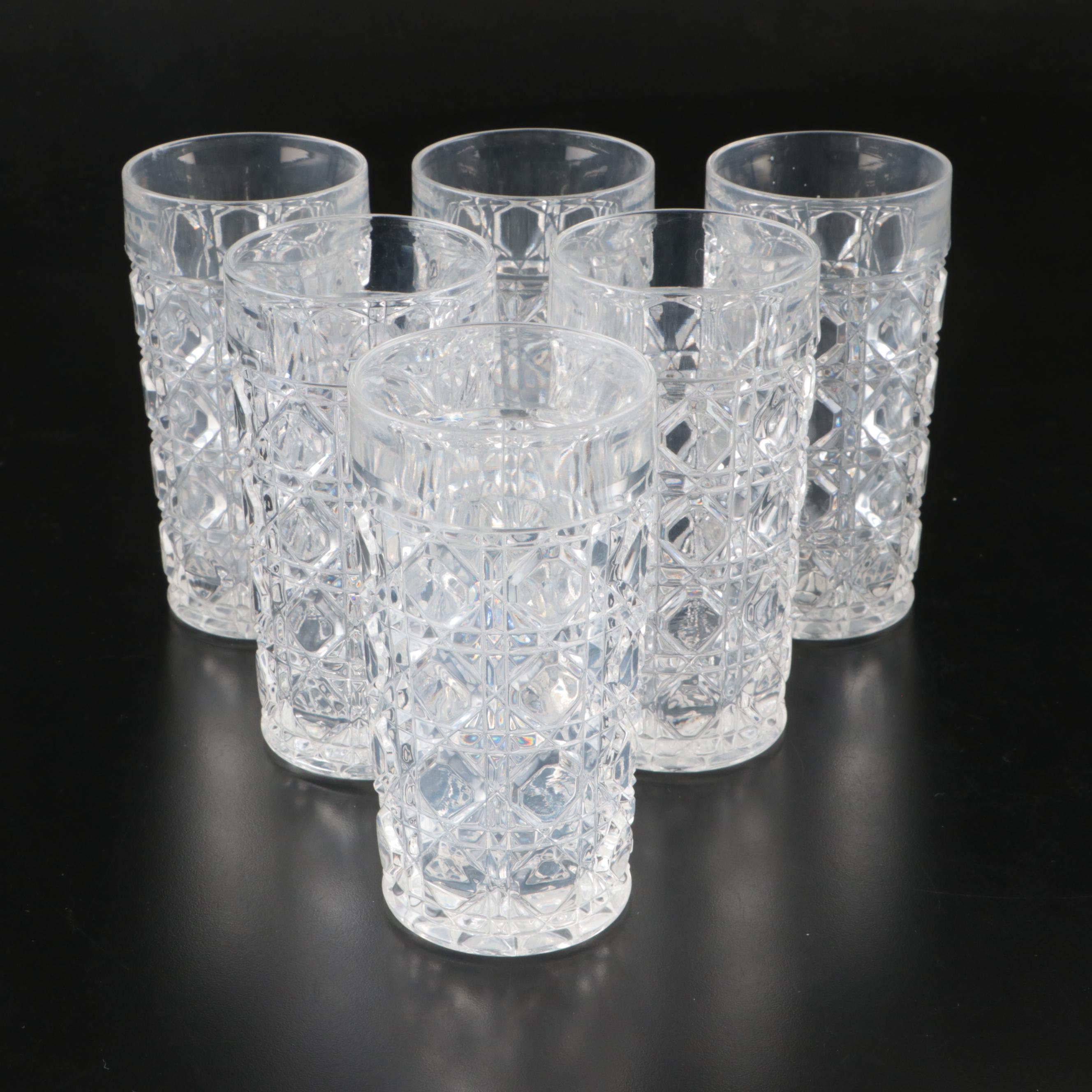 Pair of Faceted Crystal Decanters with Prismatic Glasses