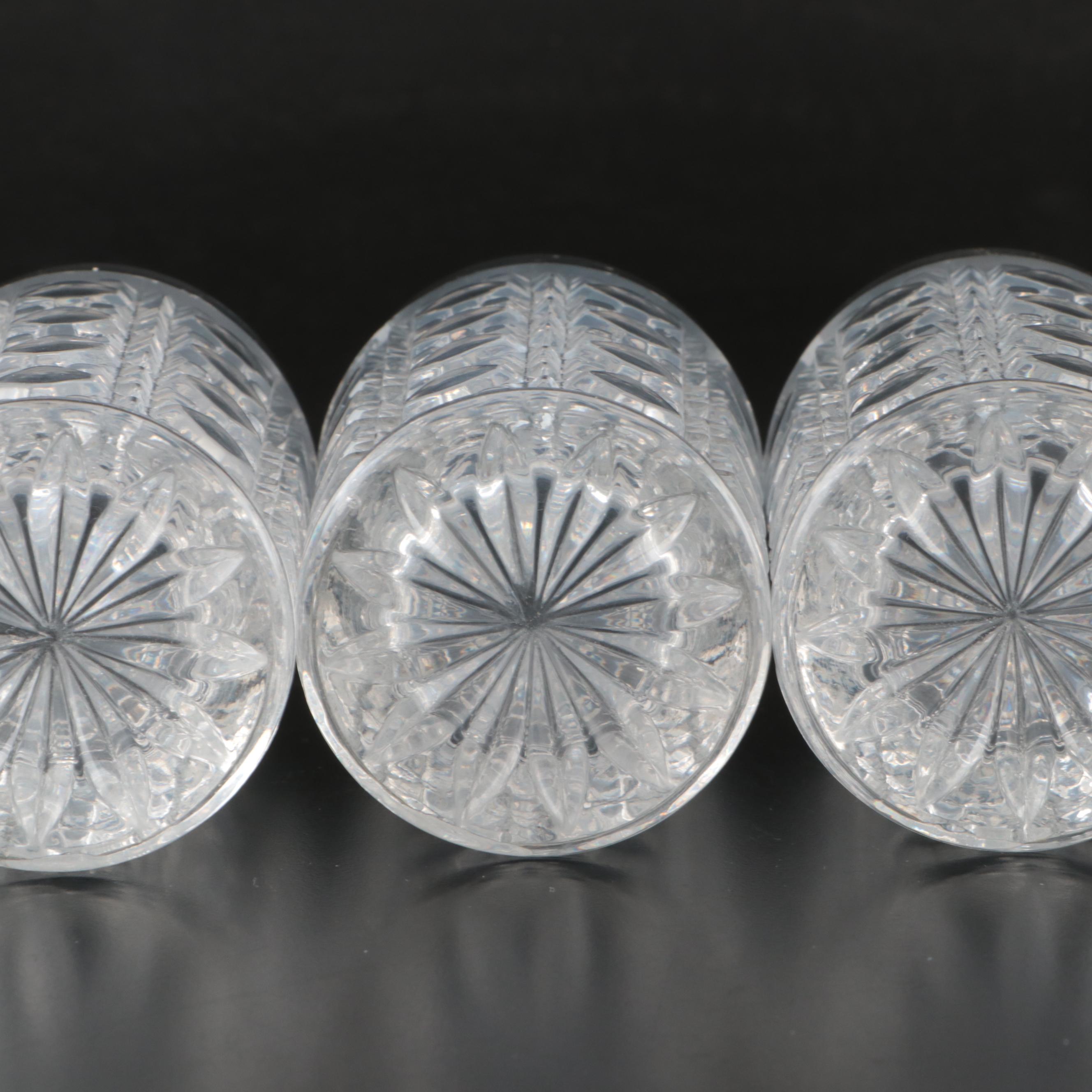 Pair of Faceted Crystal Decanters with Prismatic Glasses