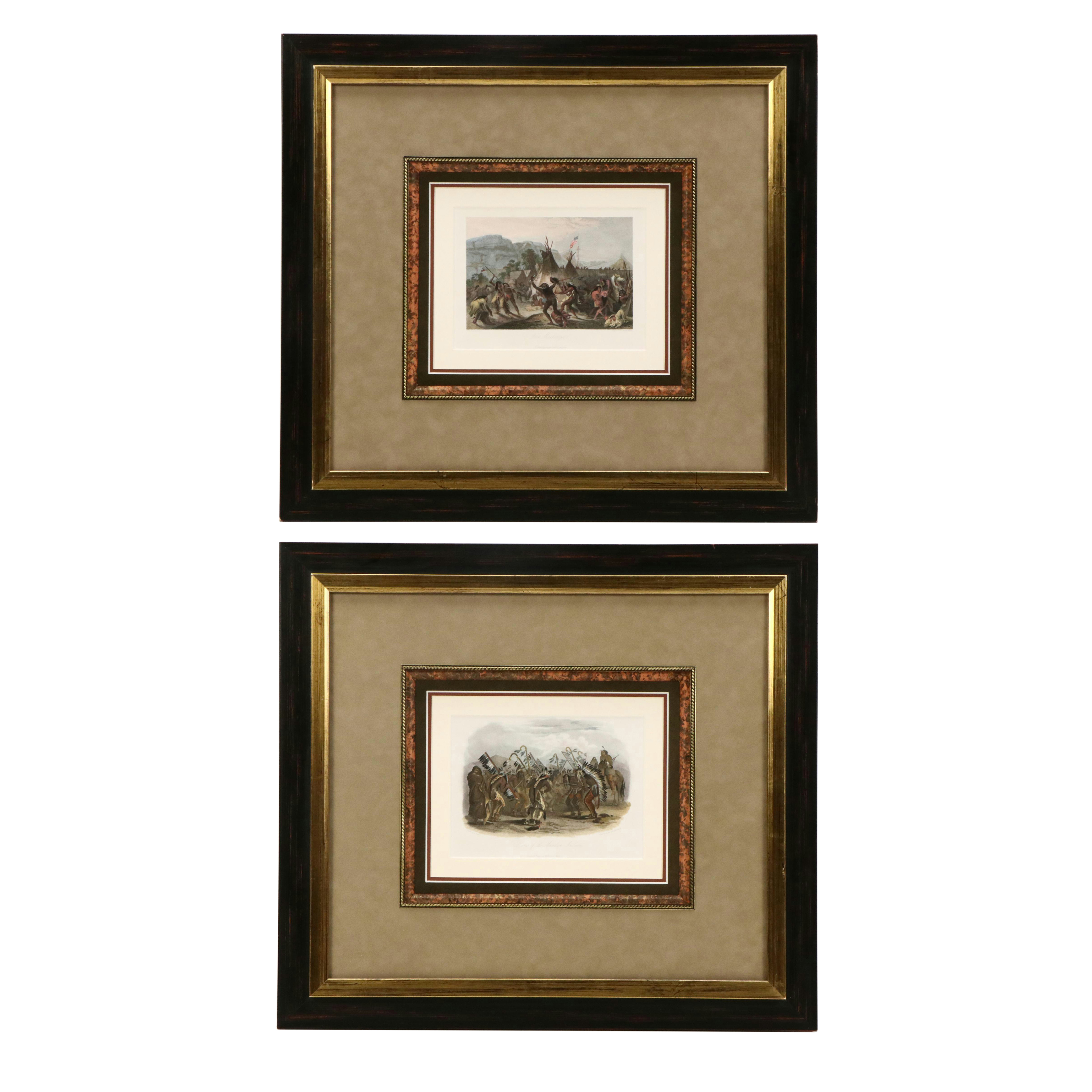 After Karl Bodmer Pair of Colored Engravings