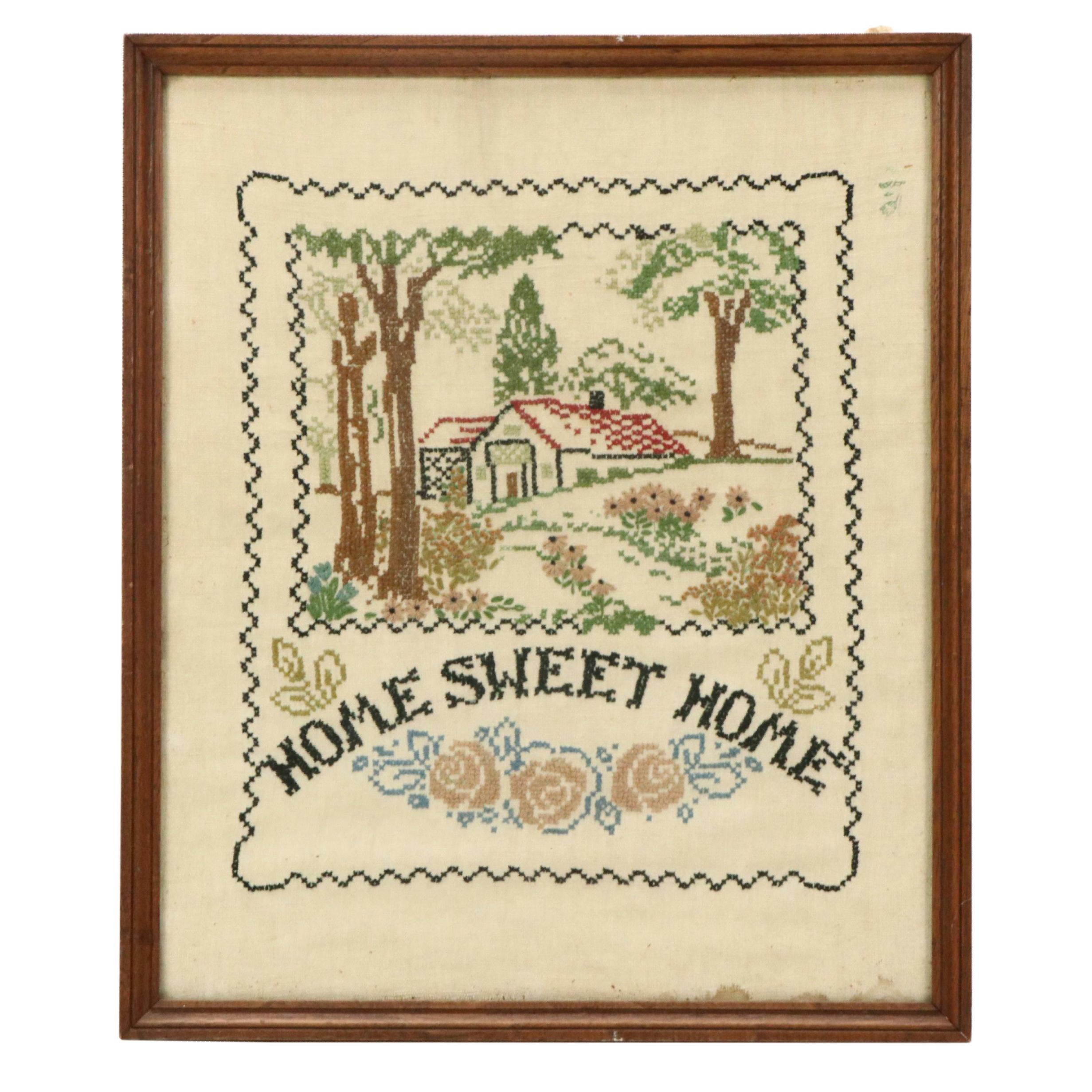 Handmade Cross-Stitch Panel "Home Sweet Home"