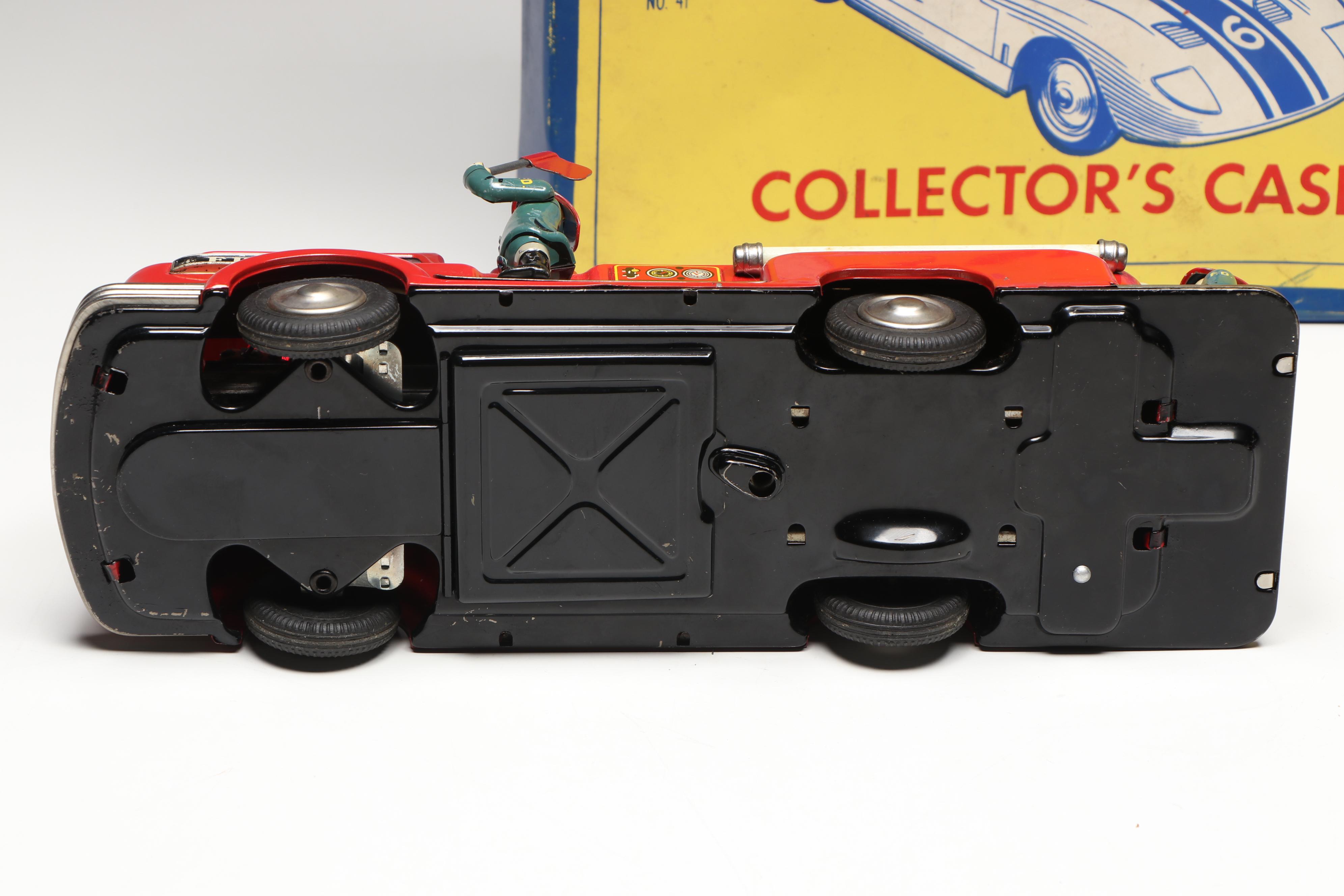 Linemar Fire Engine and Wyandotte Ambulance with Matchbox and Hot Wheels Cars