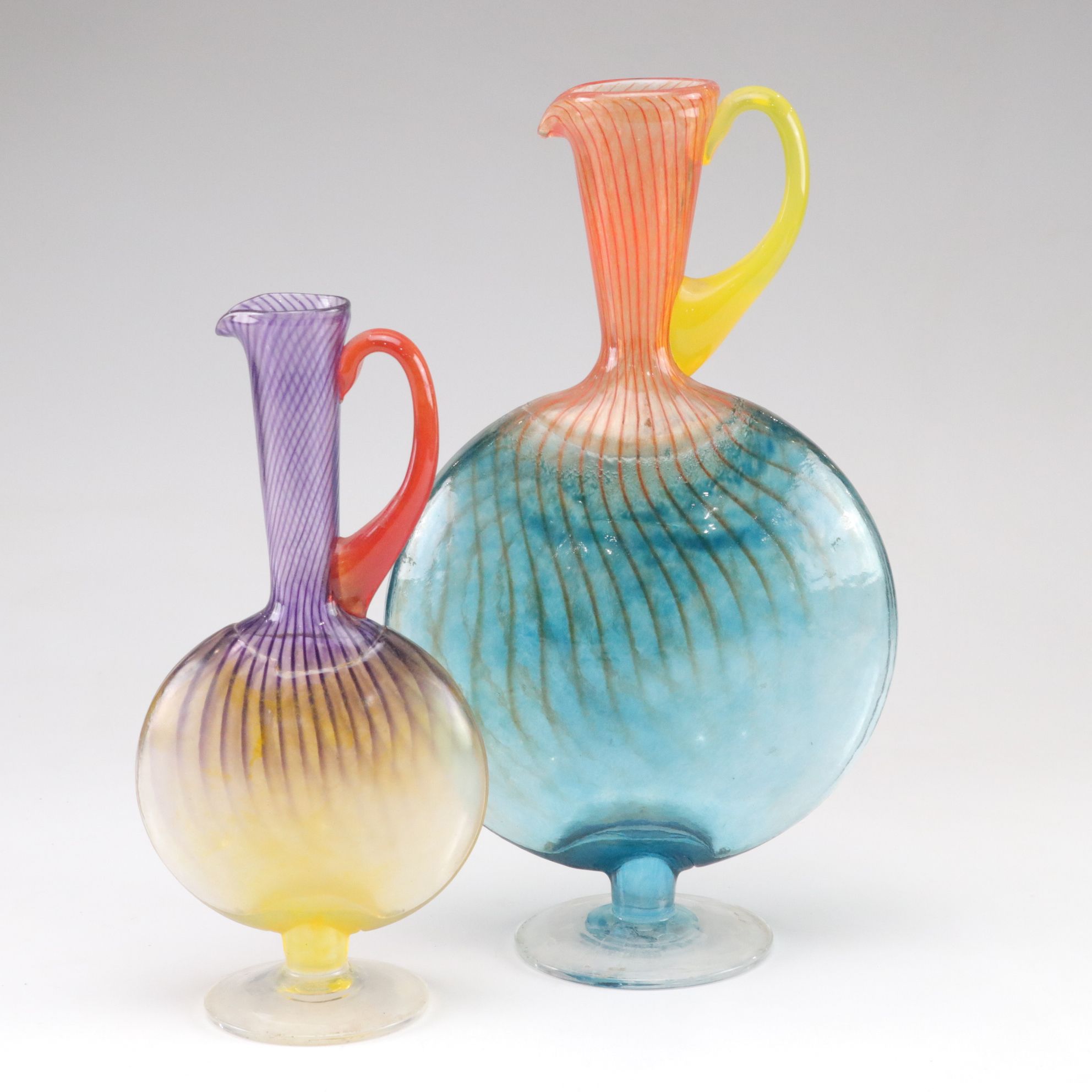 Kjell Engman for Kosta Boda "Bon Bon" Art Glass Pitchers, 1989
