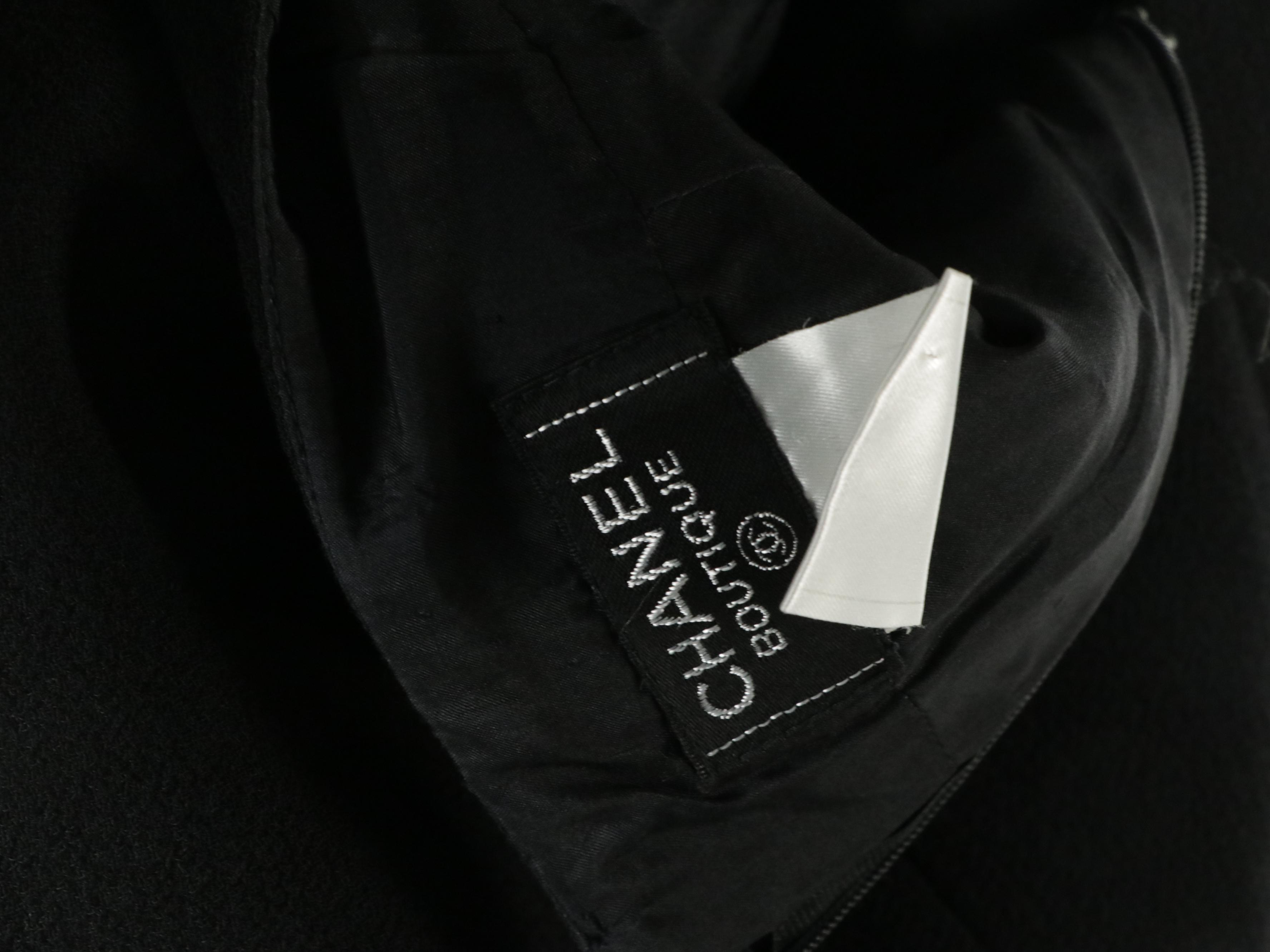 Chanel Black Wool Skirts W/ Louis Feraud Purple Cashmere Short Sleeve Turtleneck