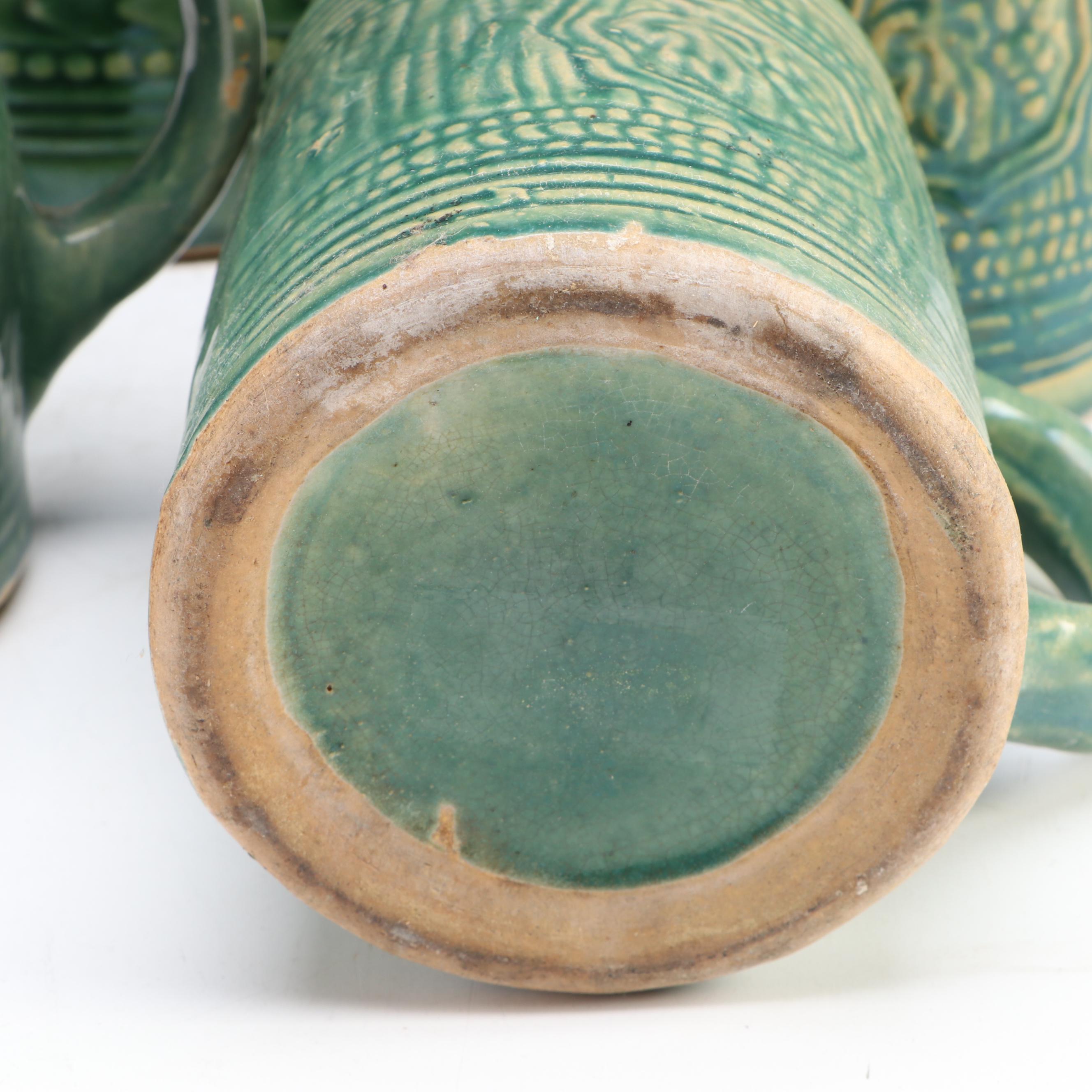 McCoy Pottery Stoneware Grape Shield Pitcher and Tankard Mugs