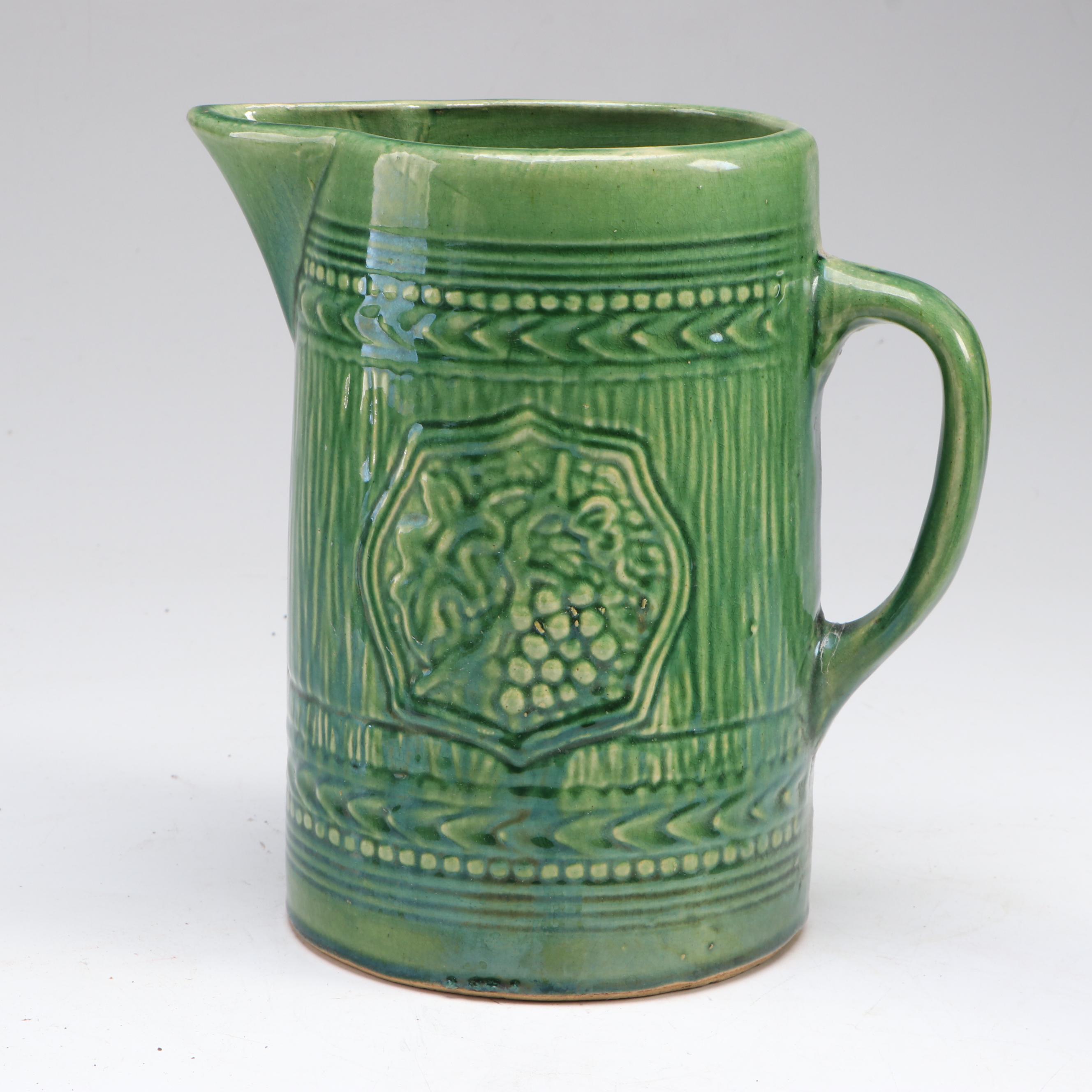 McCoy Pottery Stoneware Grape Shield Pitcher and Tankard Mugs