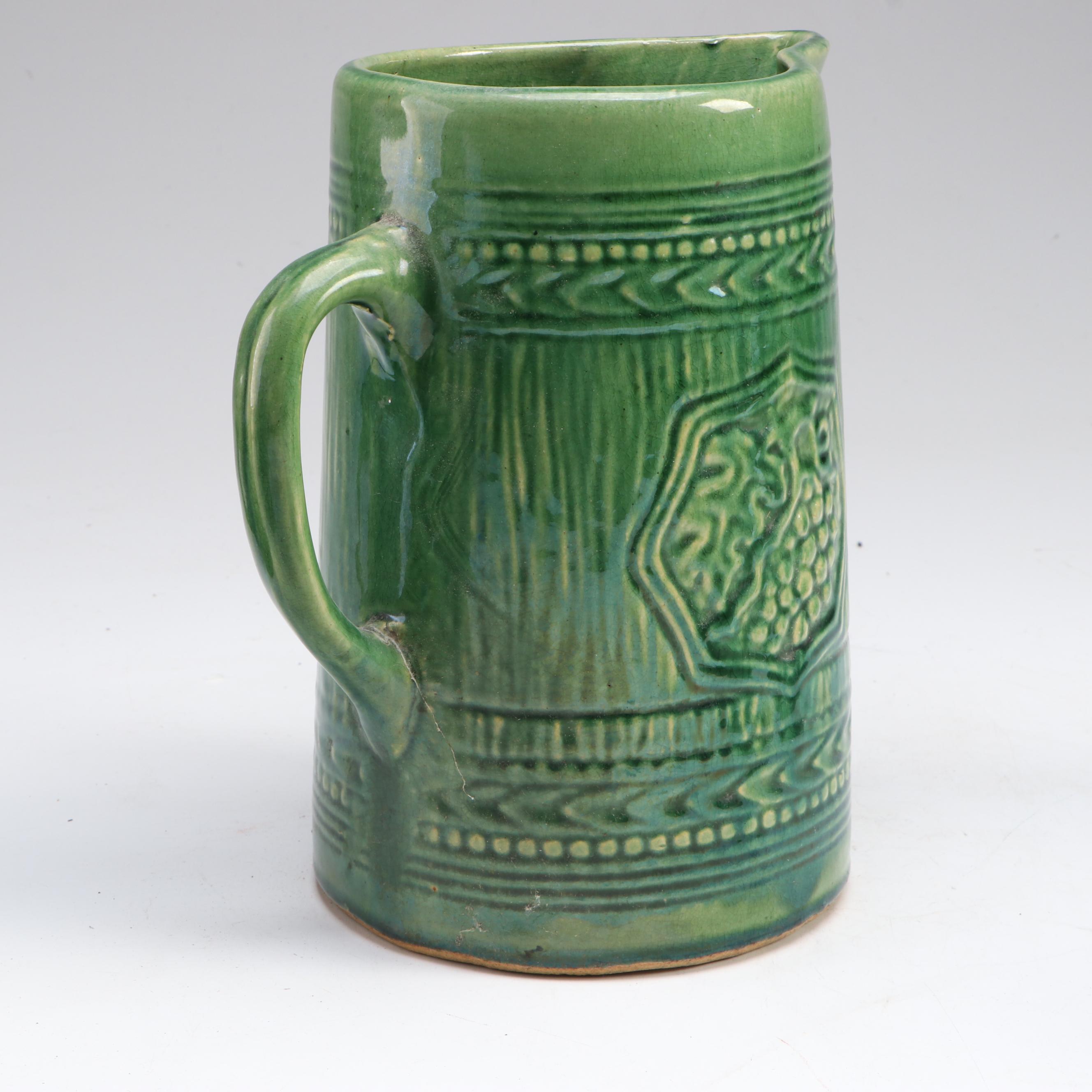 McCoy Pottery Stoneware Grape Shield Pitcher and Tankard Mugs