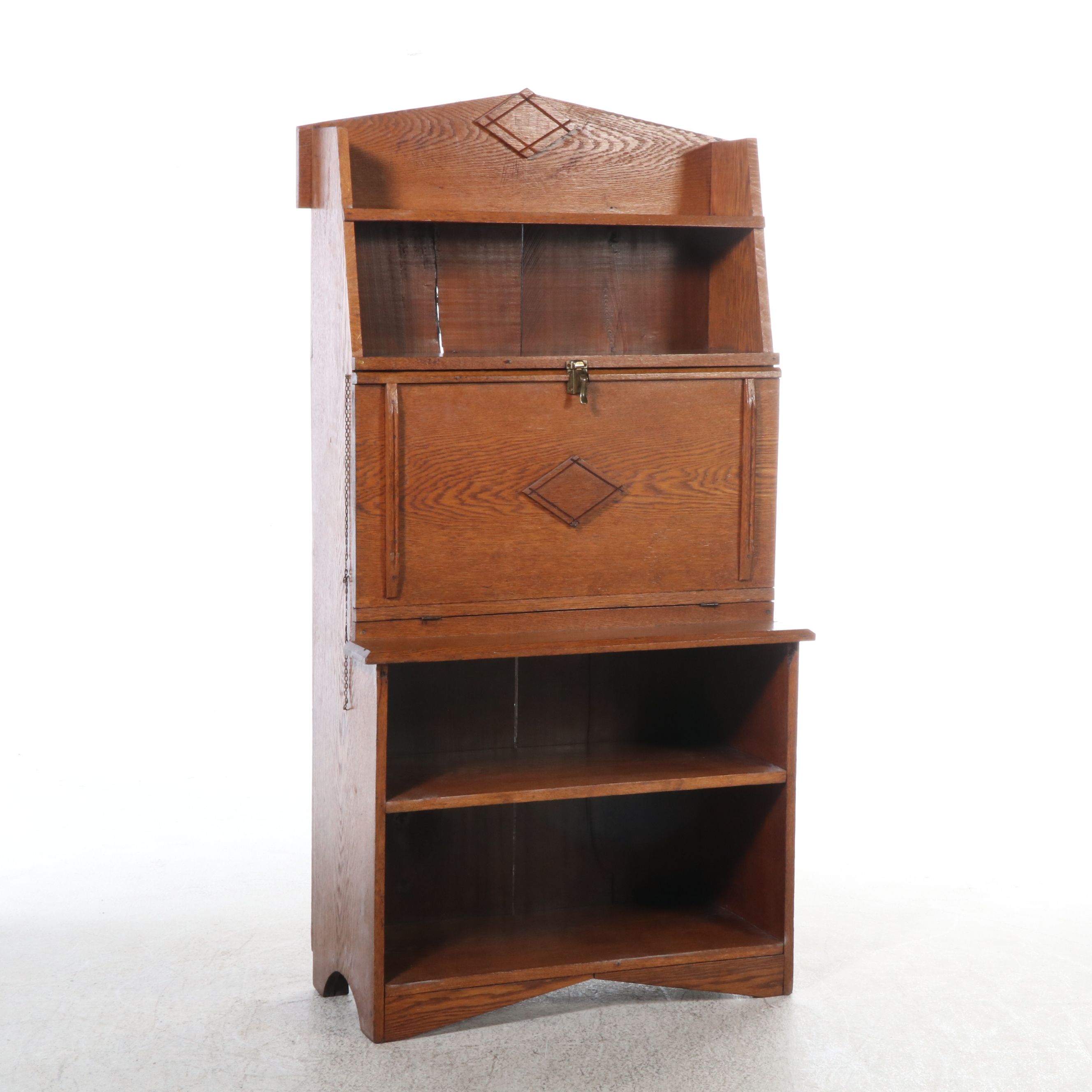 Late Victorian Oak Secretary Desk