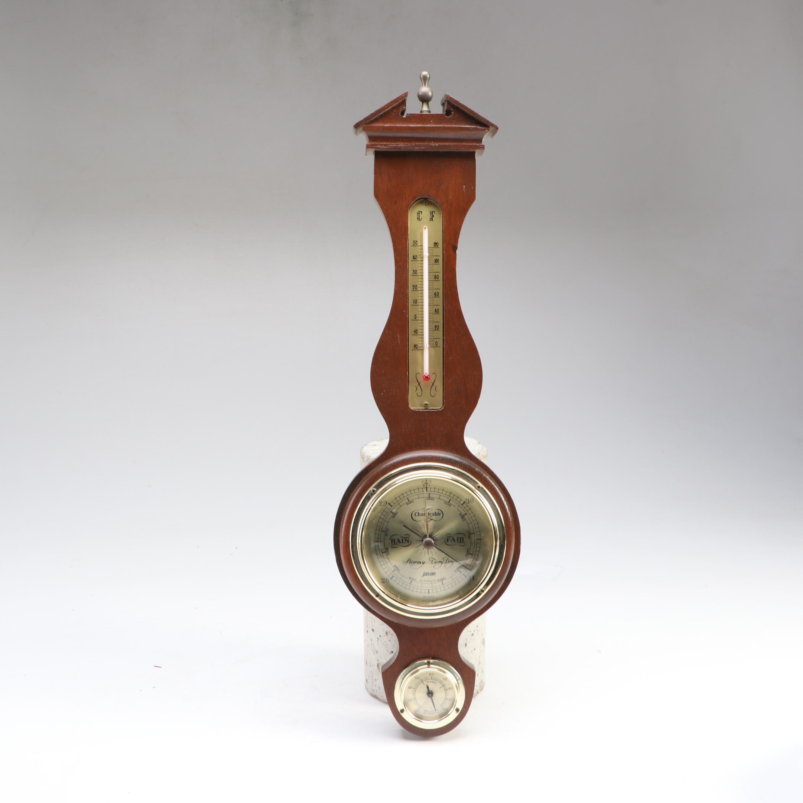 Alton Swiveling Clock and Barometer with Jason Wall Hygrometer and Thermometer