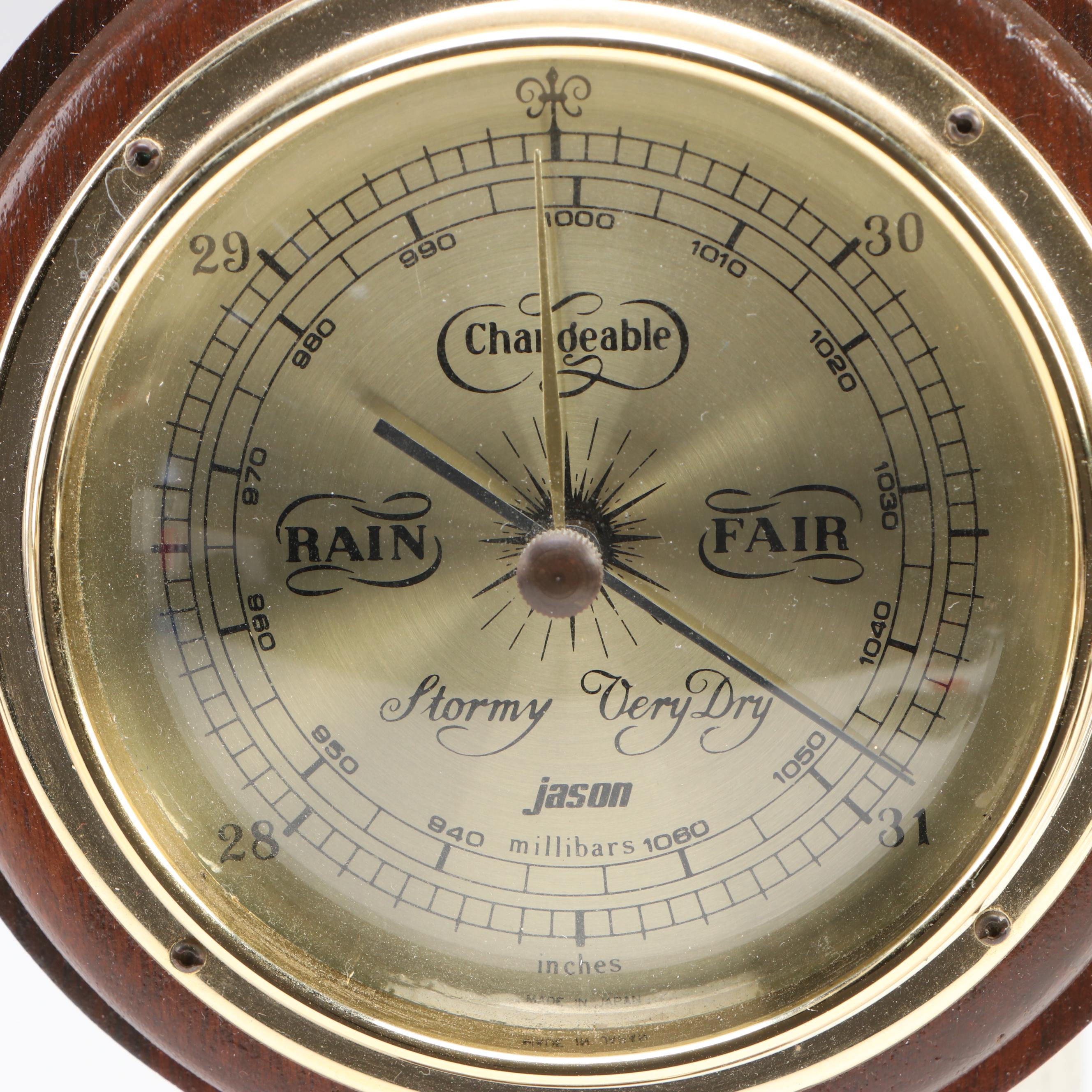Alton Swiveling Clock and Barometer with Jason Wall Hygrometer and Thermometer