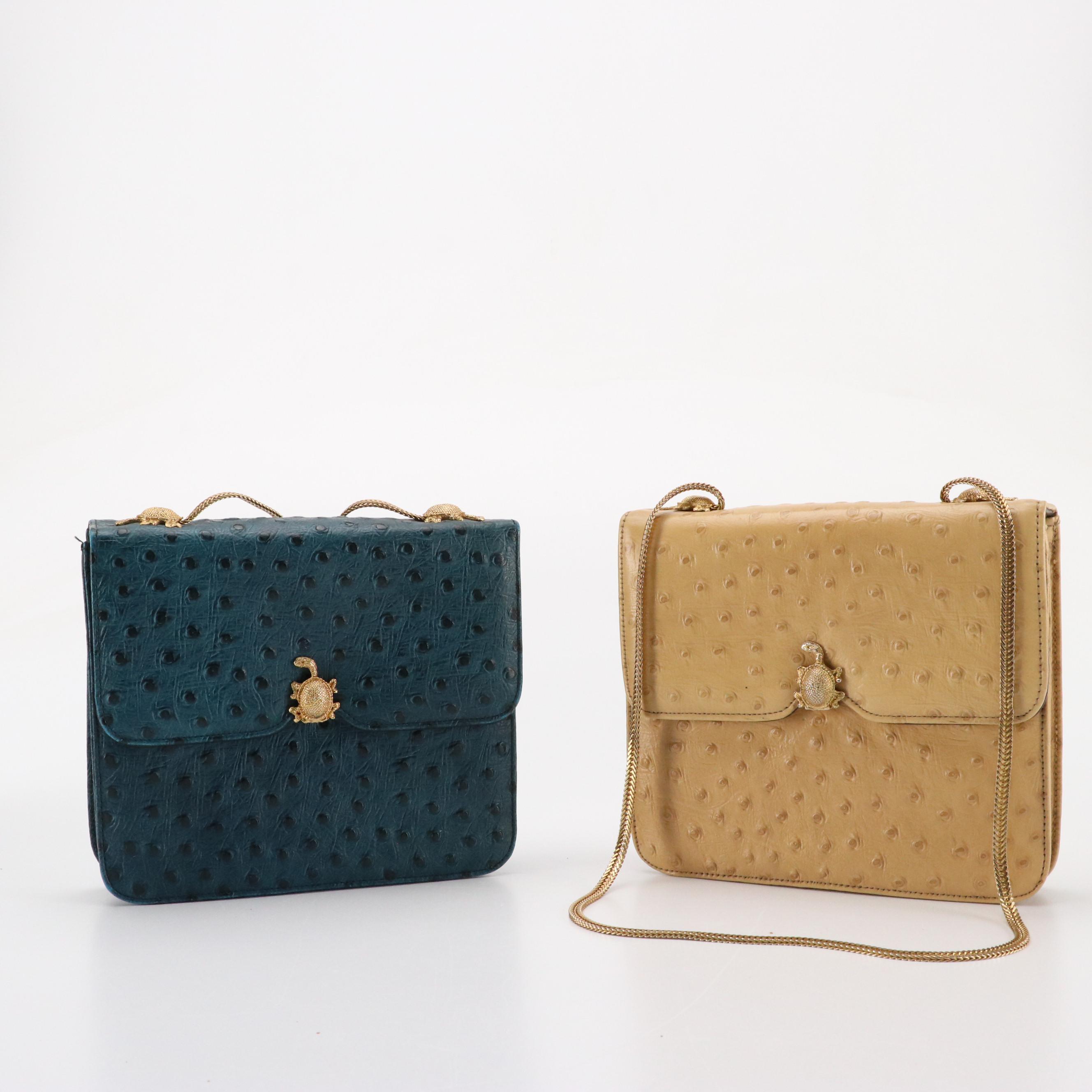 Delill Hand Beaded Strawberry Crossbody with Lou-Ran Embossed Leather Bags