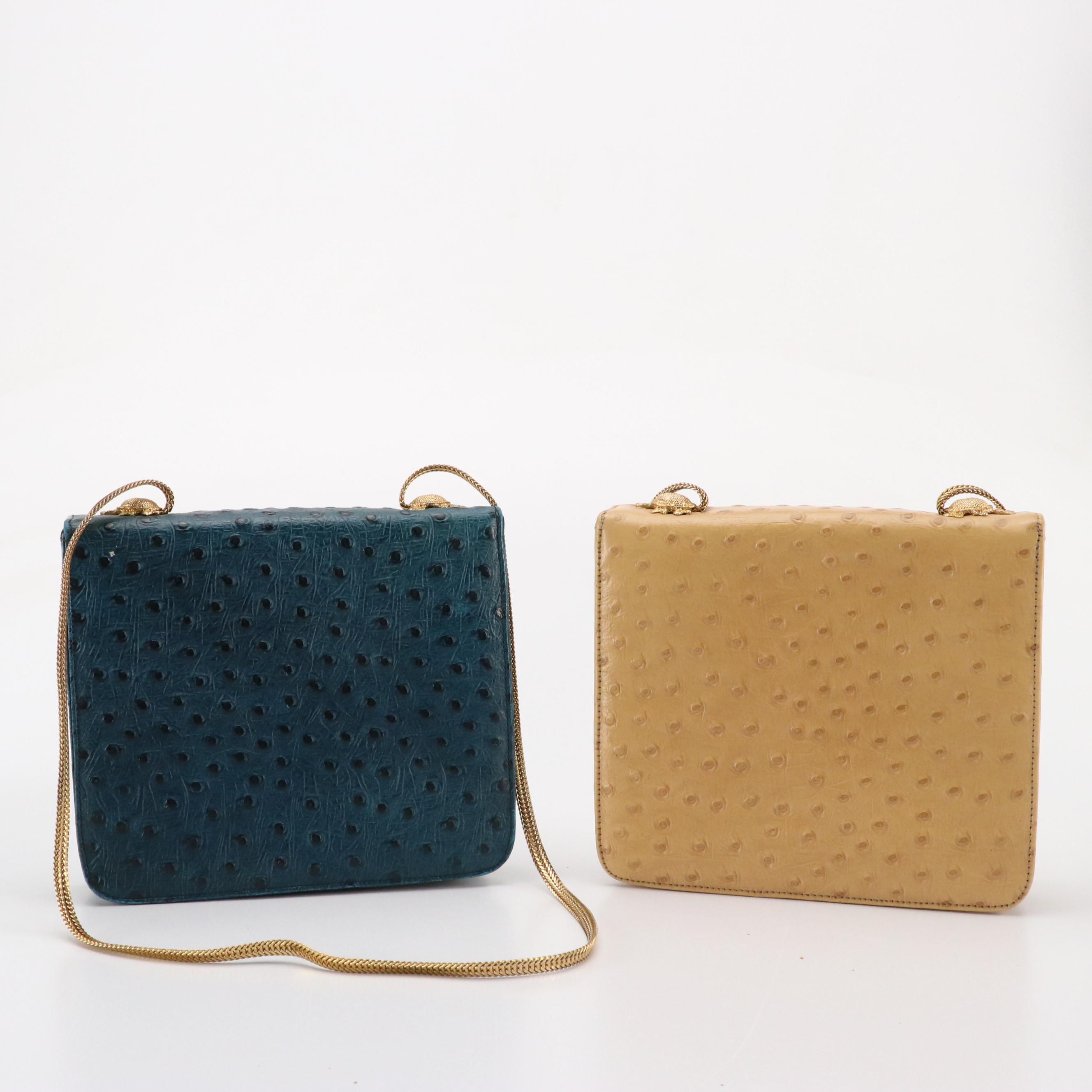 Delill Hand Beaded Strawberry Crossbody with Lou-Ran Embossed Leather Bags