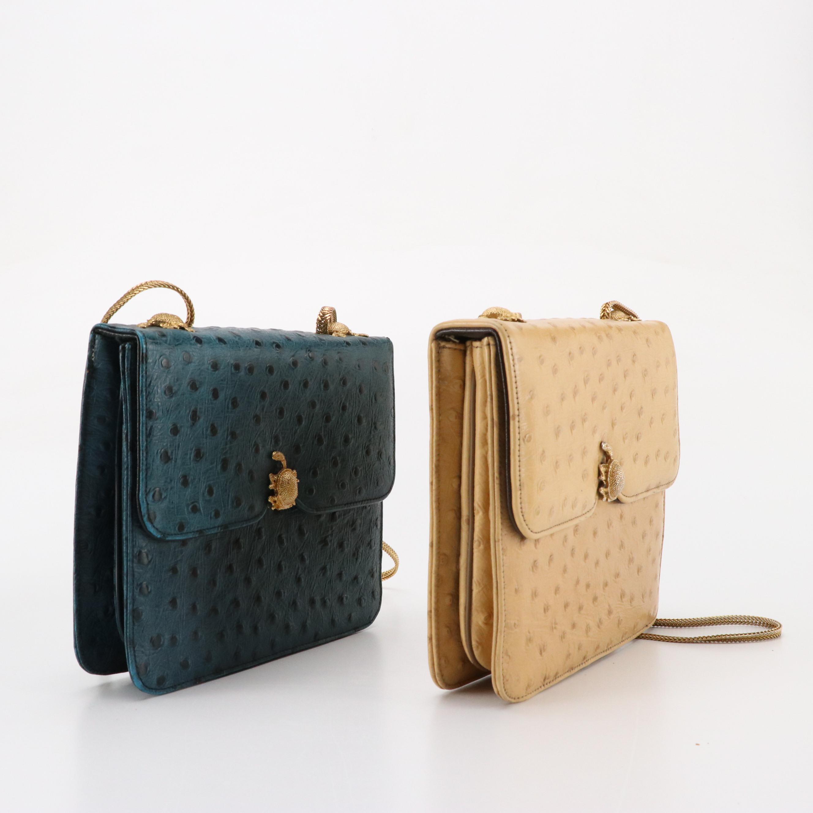 Delill Hand Beaded Strawberry Crossbody with Lou-Ran Embossed Leather Bags