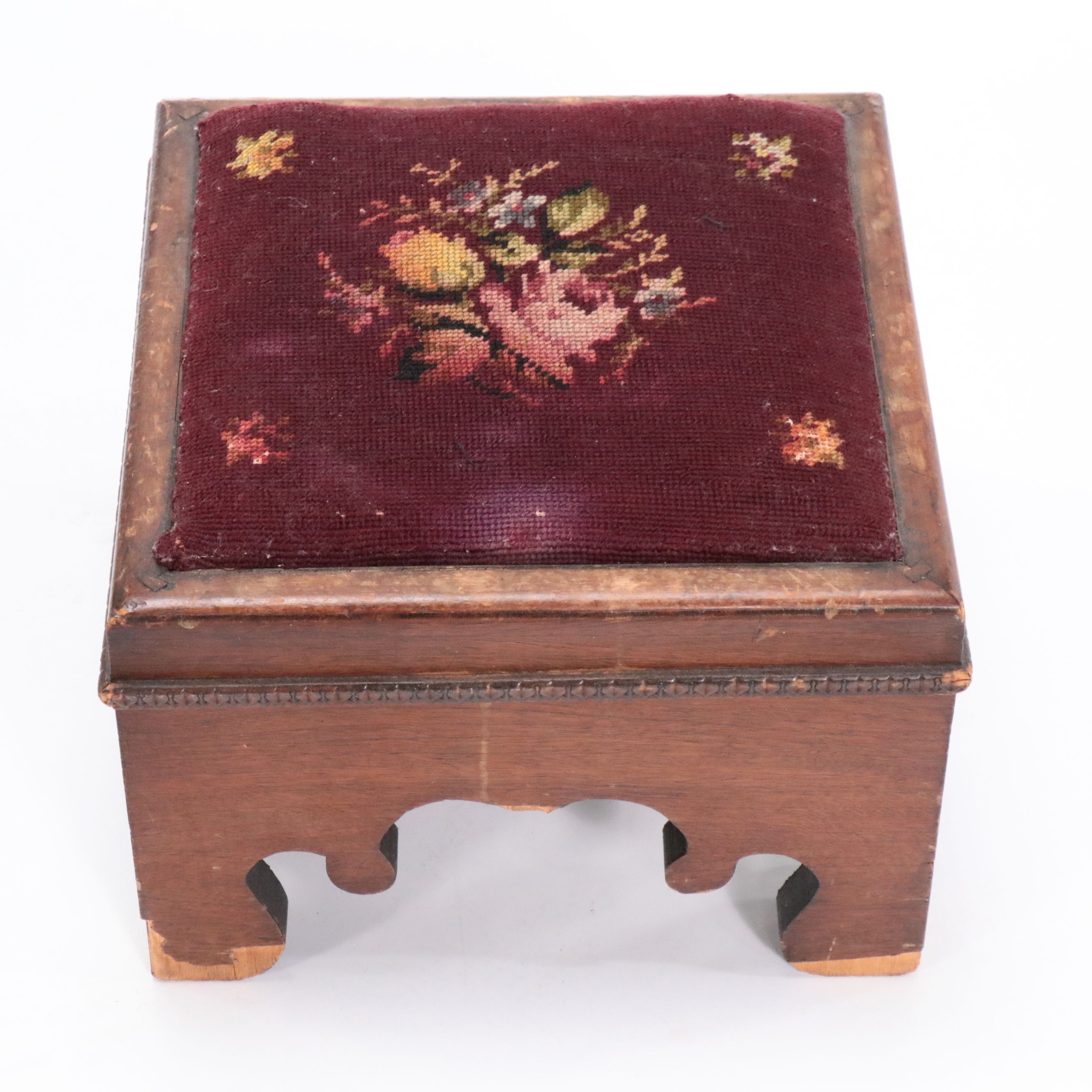 Late Victorian Mahogany Footstool and Side Chair with Valet Stand