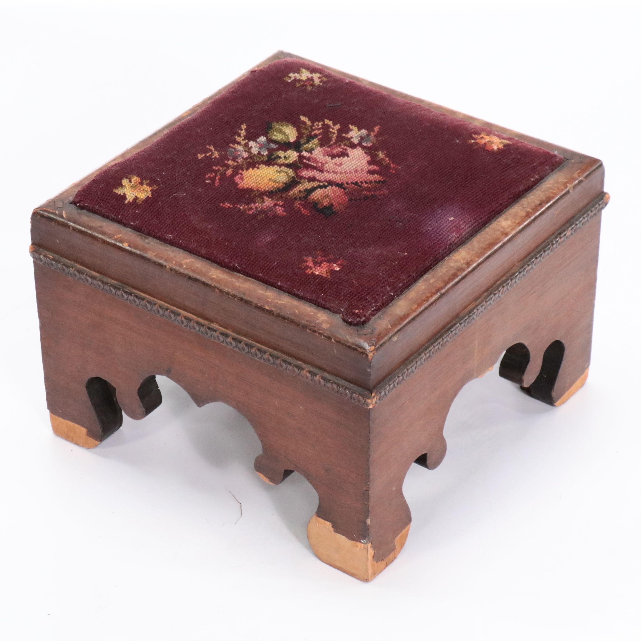 Late Victorian Mahogany Footstool and Side Chair with Valet Stand