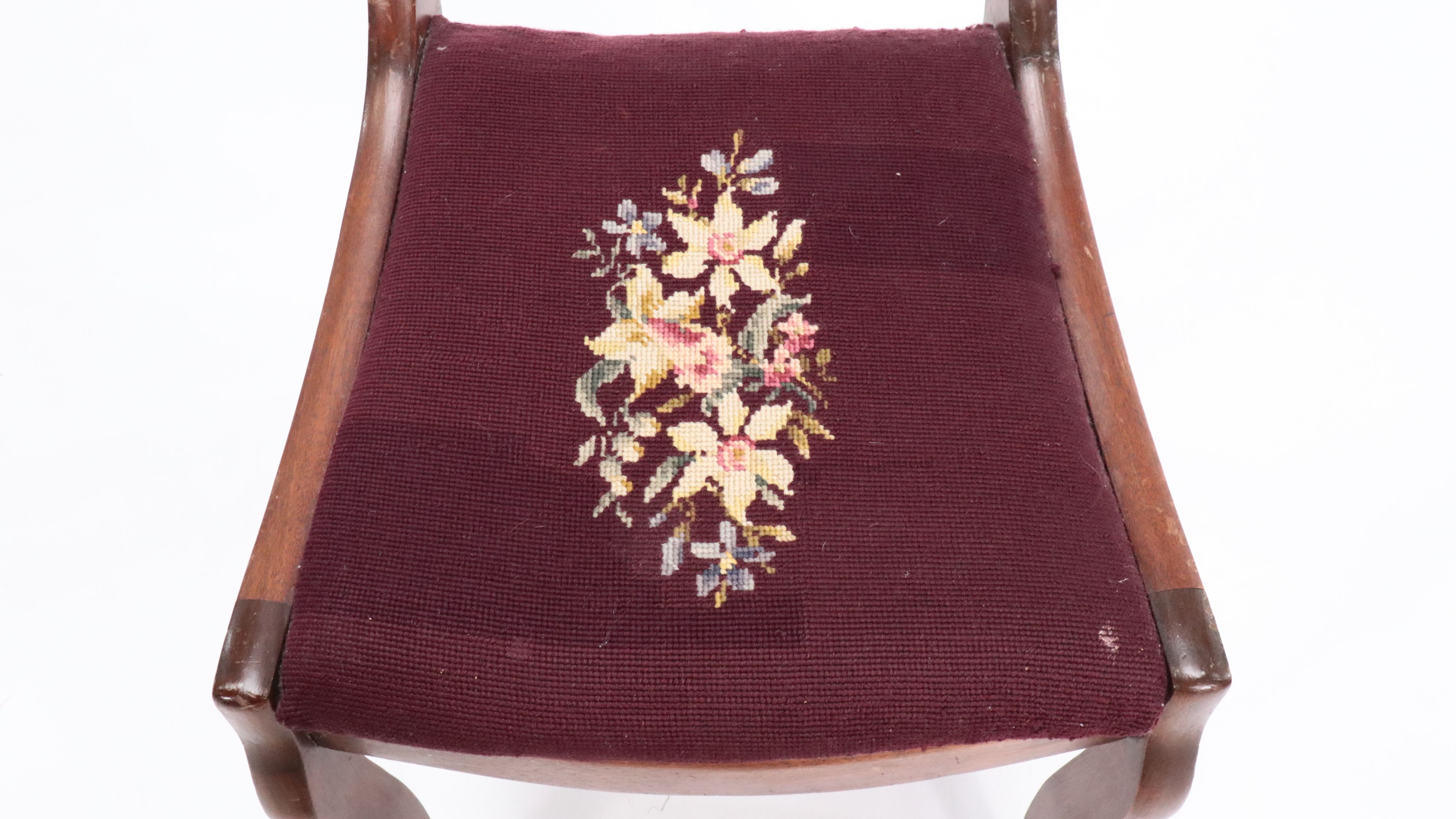 Late Victorian Mahogany Footstool and Side Chair with Valet Stand