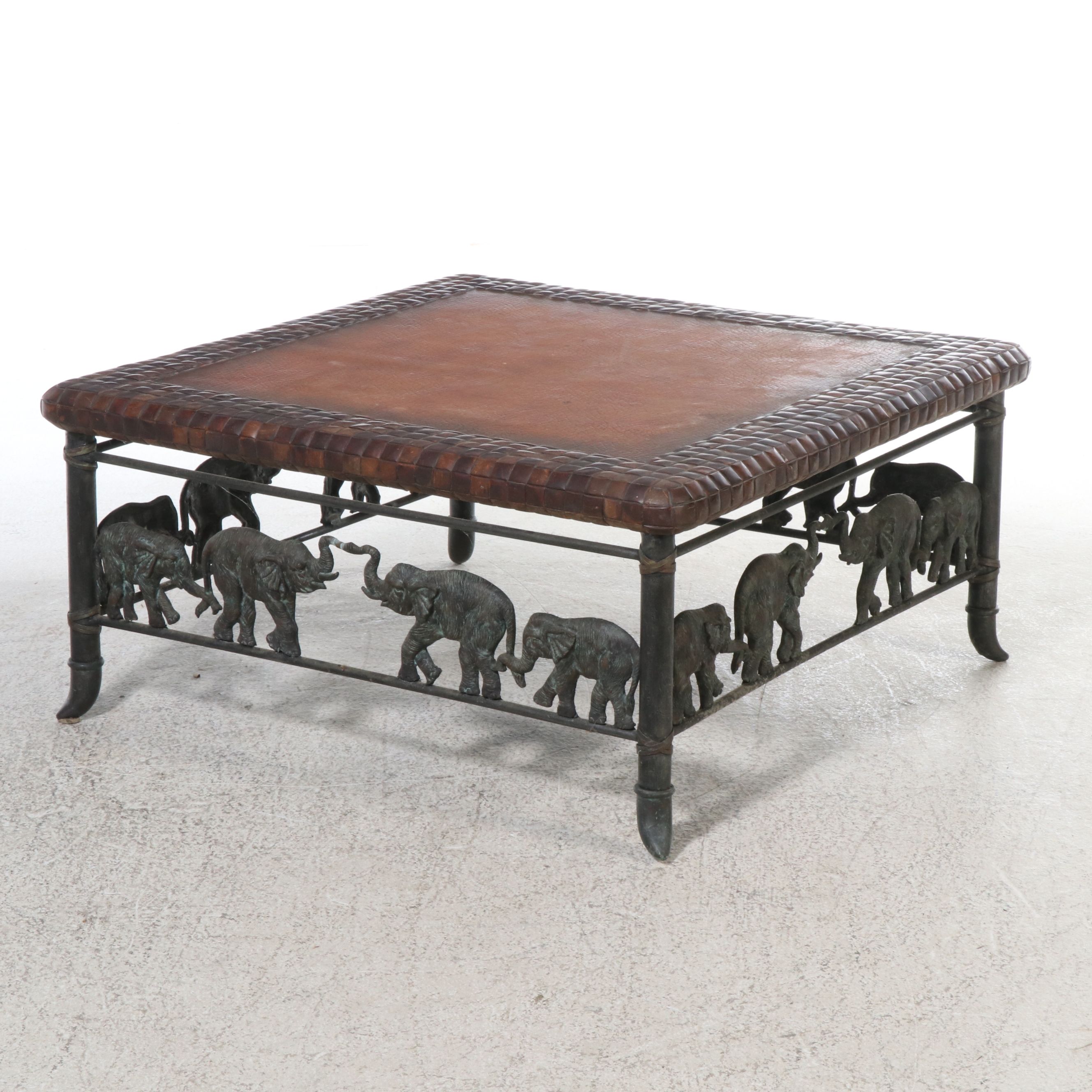 Maitland-Smith Coffee Table with Carved Coconut Shell Border