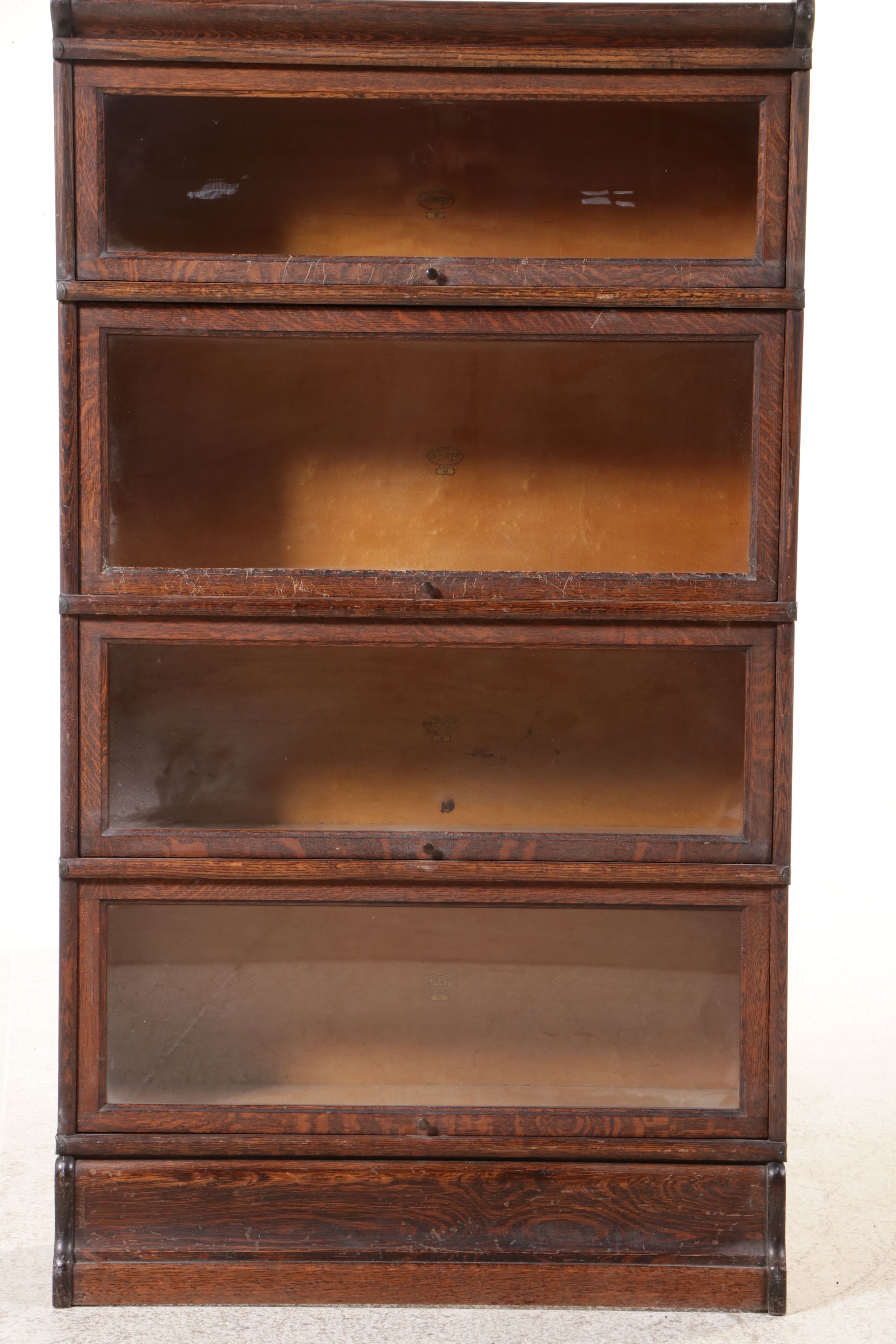 Macey Oak Four-Tier Barrister's Bookcase, Early to Mid-20th Century