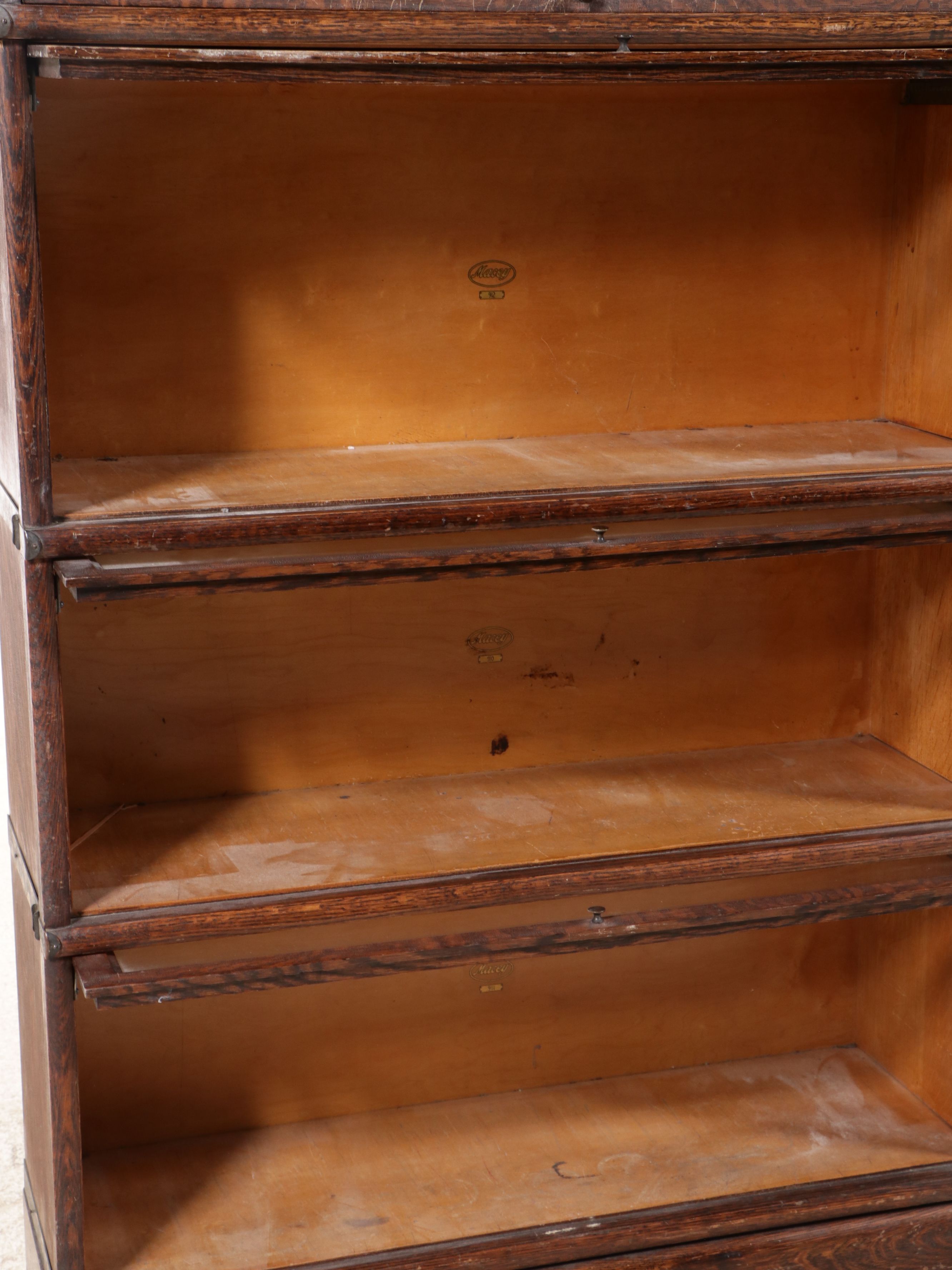 Macey Oak Four-Tier Barrister's Bookcase, Early to Mid-20th Century