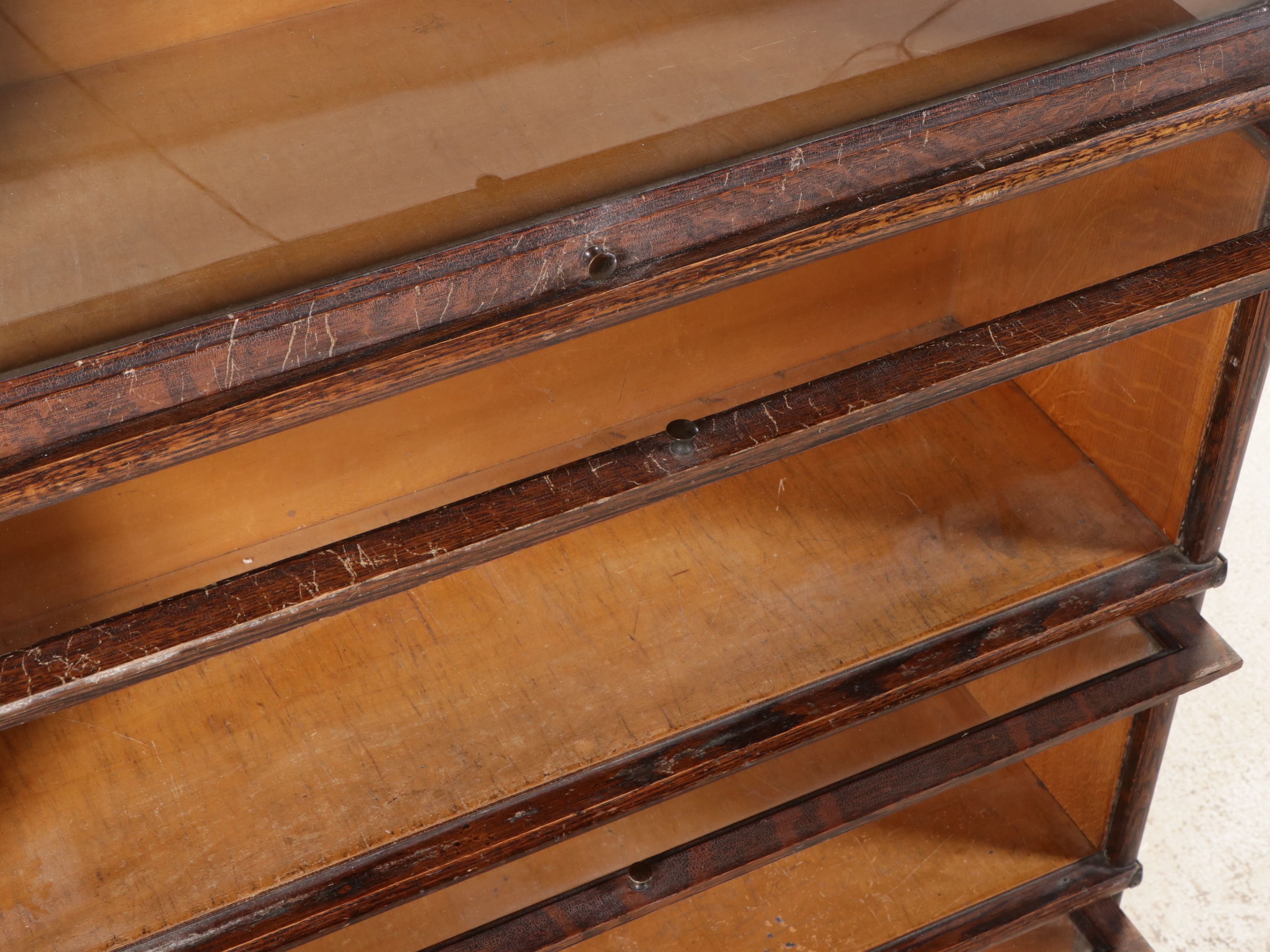 Macey Oak Four-Tier Barrister's Bookcase, Early to Mid-20th Century